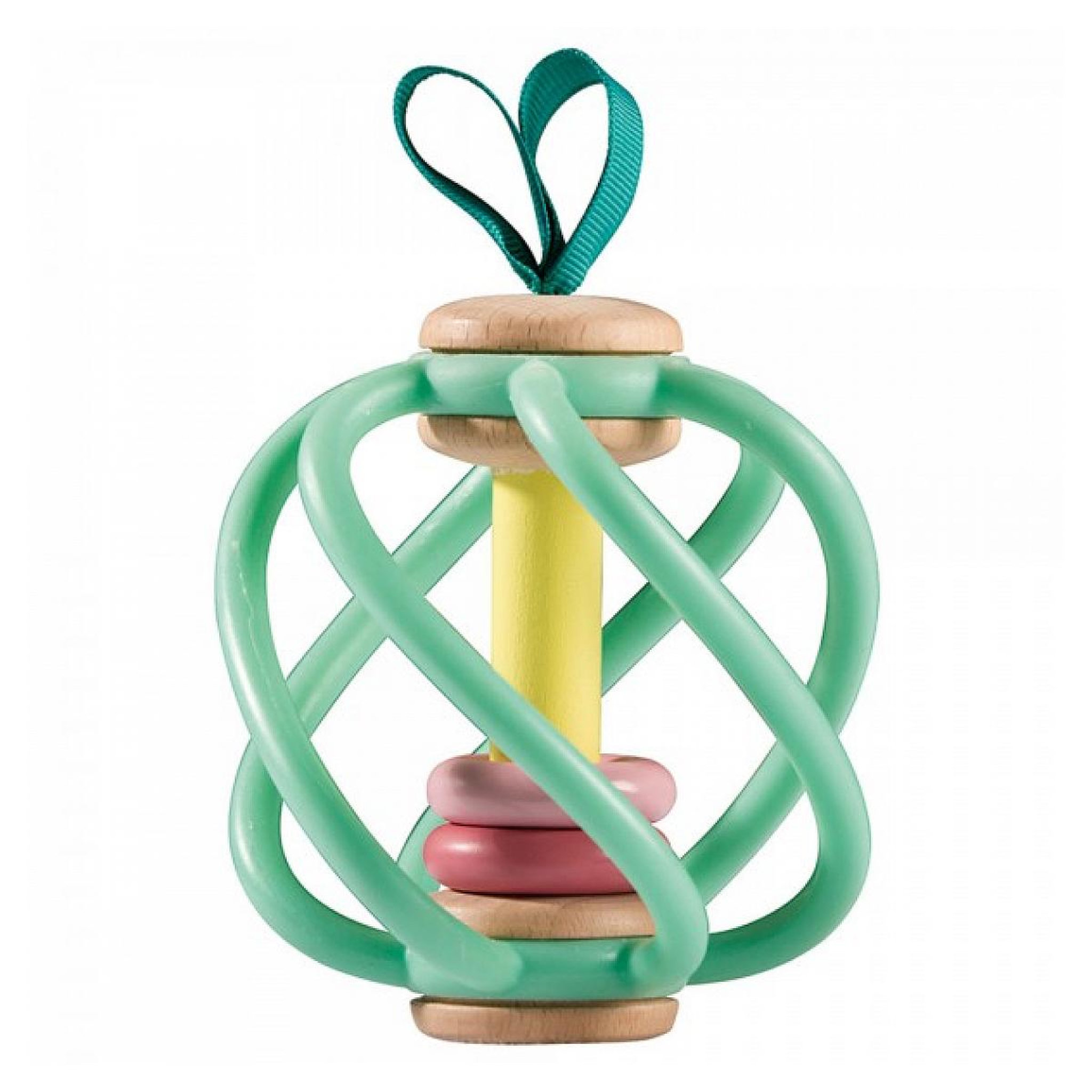 Voir la diapositive 2 : Hape Hochet pomme silicone et bois