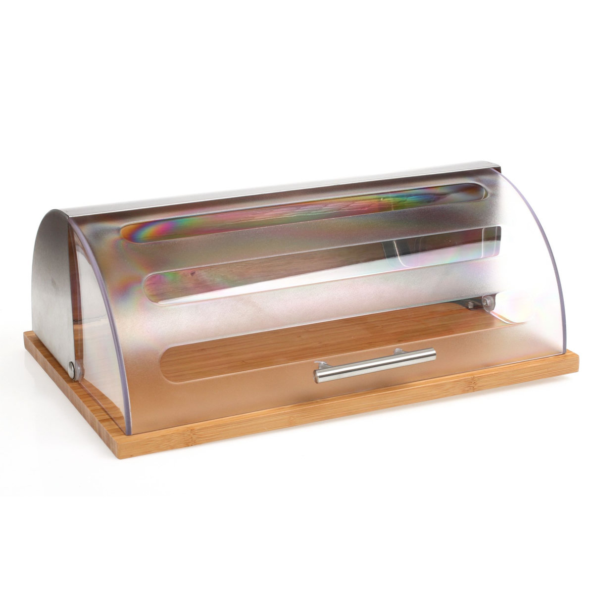 SECRET DE GOURMET Boite à pain inox et base bambou 