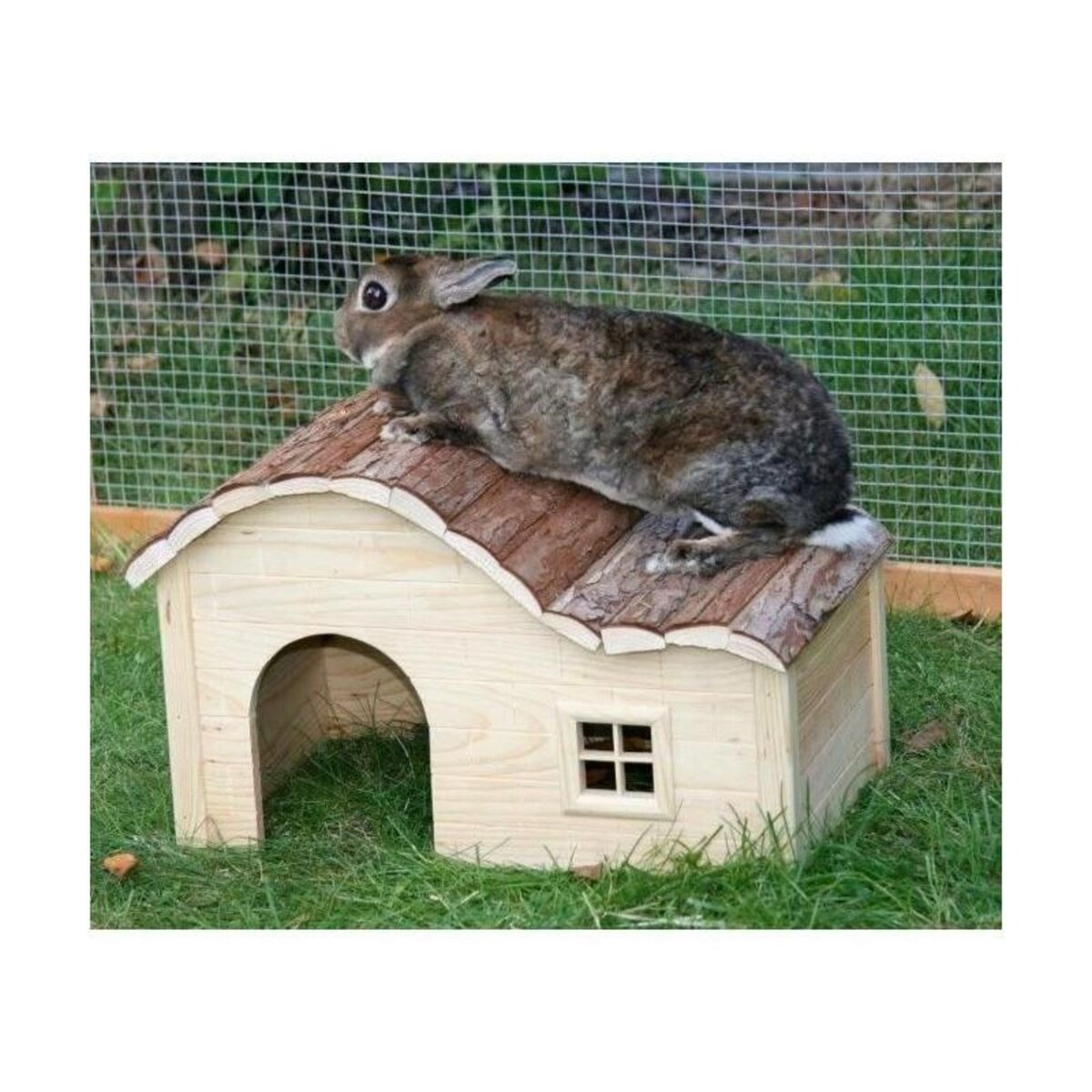 KERBL Maison pour rongeur - KERBL - Nature - Toit galbé - 40 x 25 x 25 cm