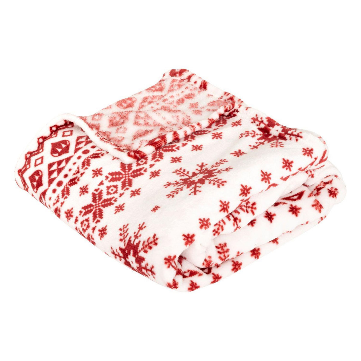 FEERIC LIGHT & CHRISTMAS Plaid de Noël motif Scandinave - 130 x 180 cm - Rouge