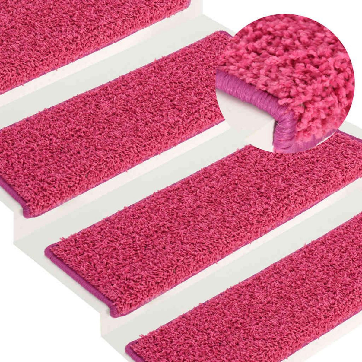 VIDAXL Tapis d'escalier 30 pcs 65x21x4 cm rose