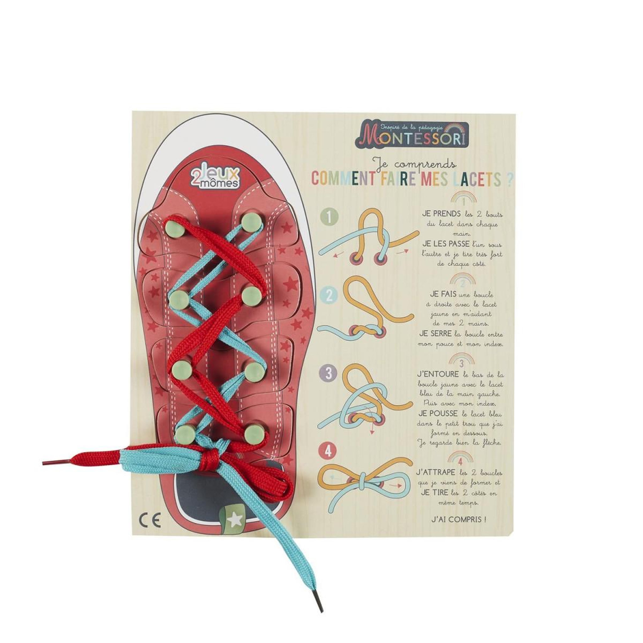 Voir la diapositive 2 : Jeux 2 momes Jeu d'adresse chaussures  montessori  22cm multicolore