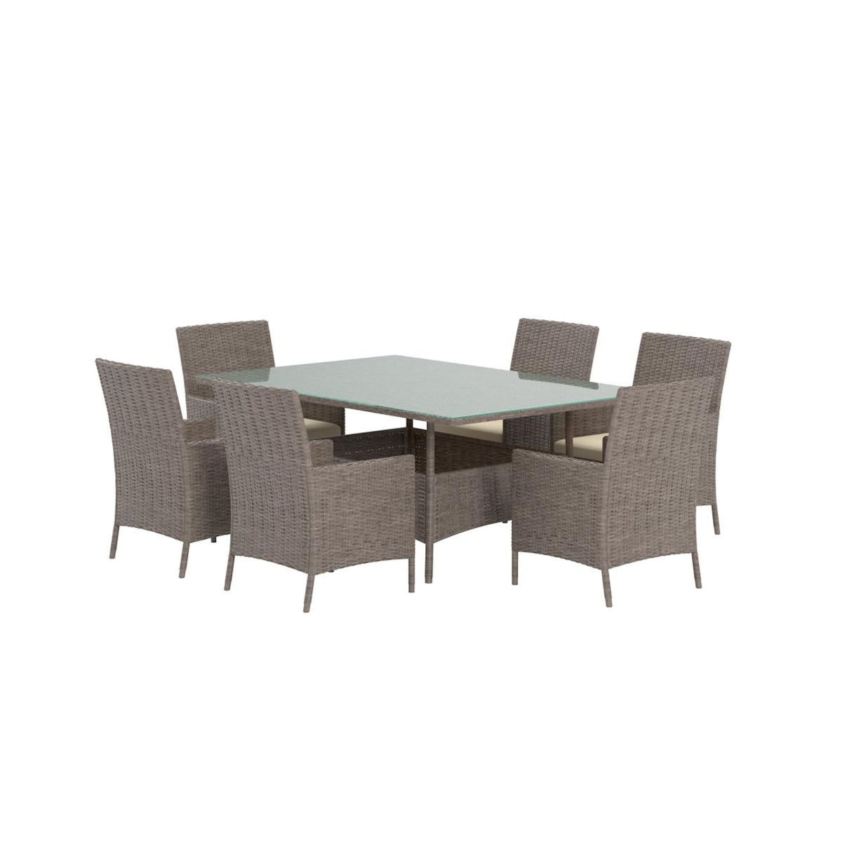Paris Prix Ensemble Table de Jardin & 6 Fauteuils  Lefkas  150cm Marron