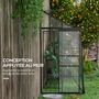 Voir la diapositive 4 : OUTSUNNY Serre de jardin adossée serre adossée dim. 2,53L x 1,27l x 2,4H m fondation porte coulissante lucarne alu polycarbonate noir