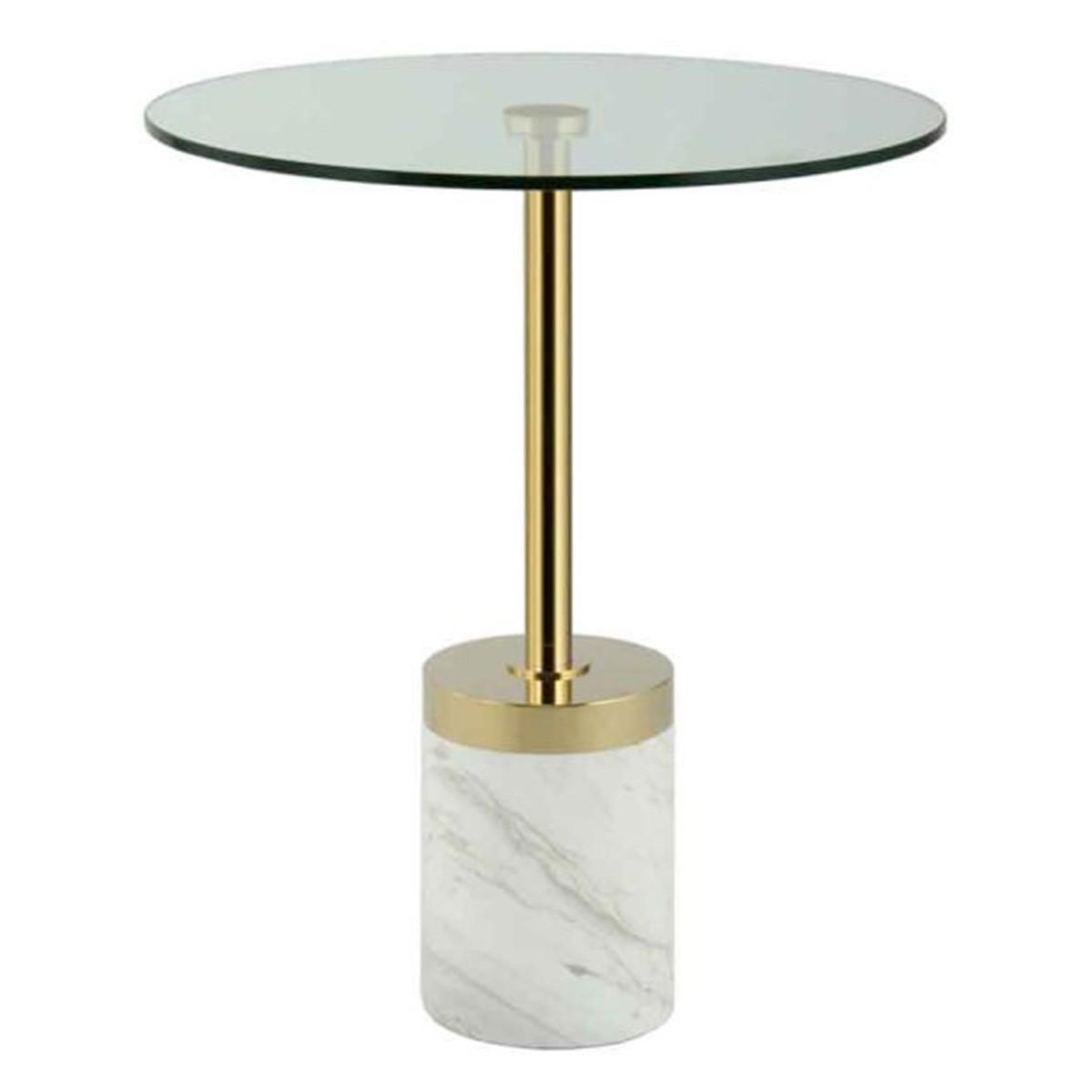 Paris Prix Table d'appoint en marbre  lana  53cm or & blanc
