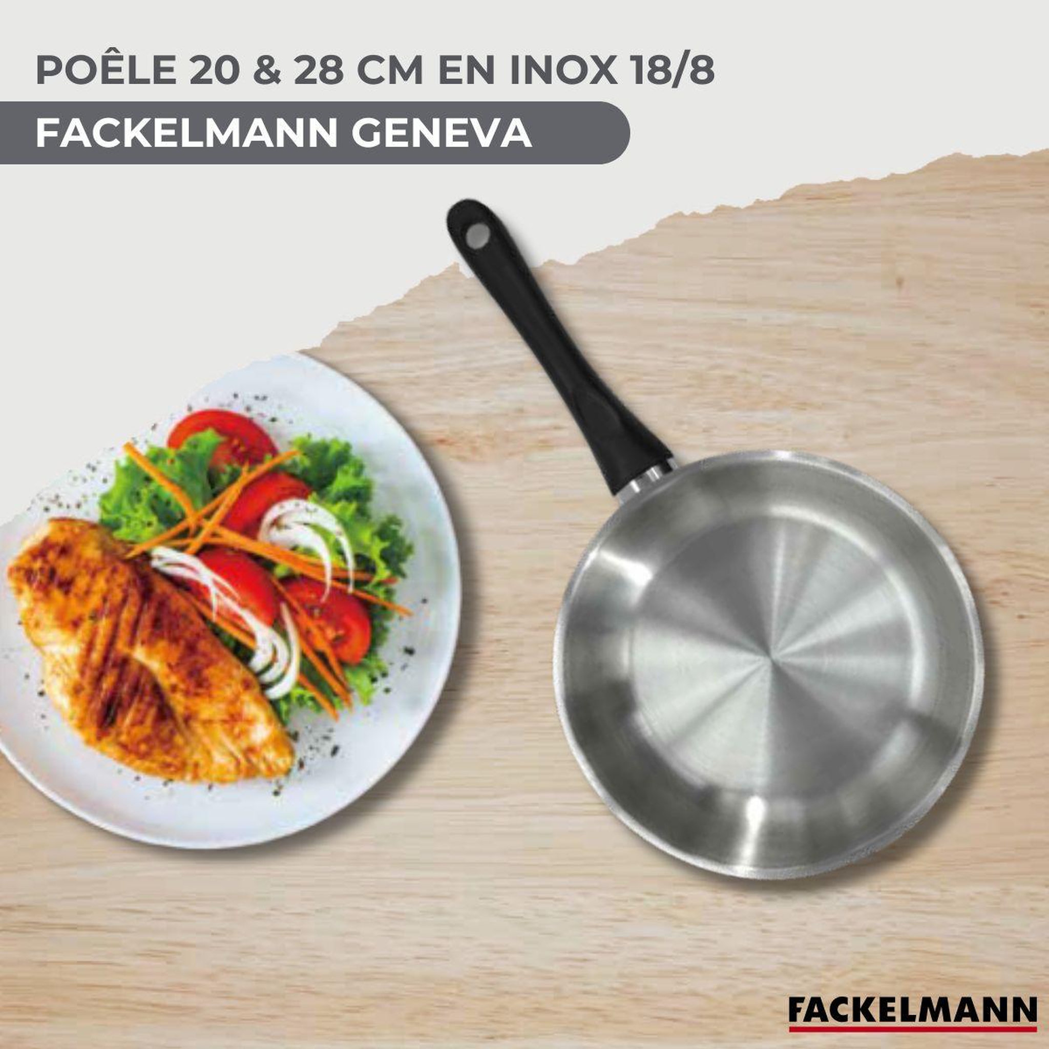 Voir la diapositive 2 : Fackelmann Set 2 poêles 20 et 28 cm et 3 casseroles 12 16 et 20 cm en inox fackelmann geneva