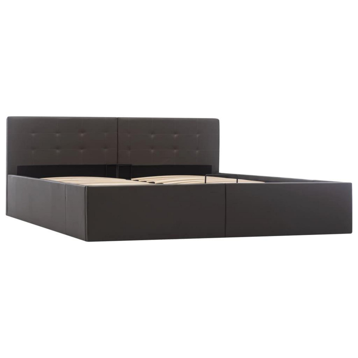 VIDAXL Cadre de lit a rangement hydraulique Gris Similicuir 160x200 cm