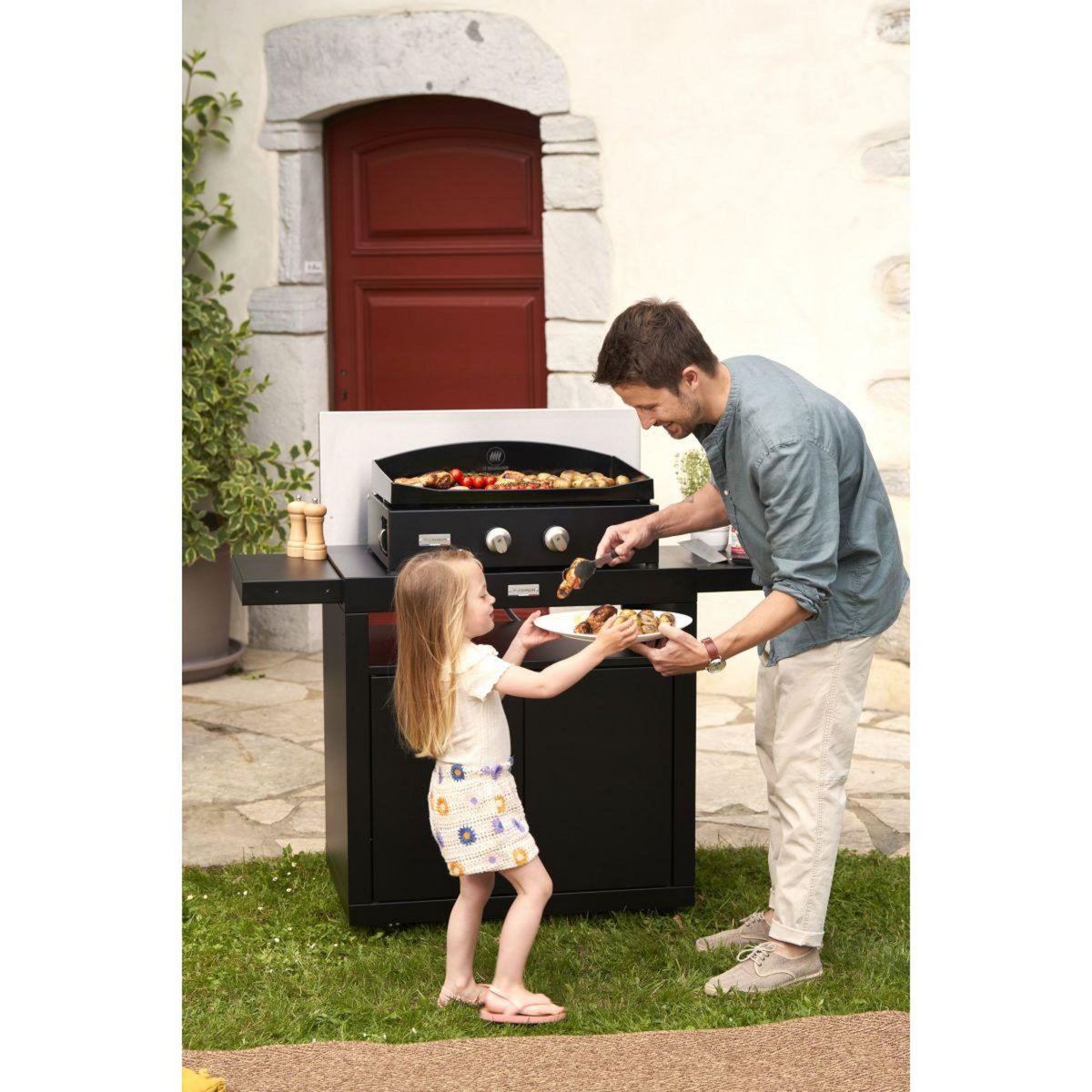 Le marquier Plancha gaz Vintage Pure 260 noir 2 brûleurs à poser, 60x40 cm