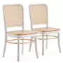 VS VENTA-STOCK Pack de 2 chaises Vesta Couleur Blanc/chêne, Bois Massif et Rotin naturel