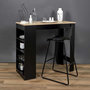 Voir la diapositive 4 : TOILINUX Table de bar mange debout Cheers avec 4 niches de rangement en MDF - Noir et Marron