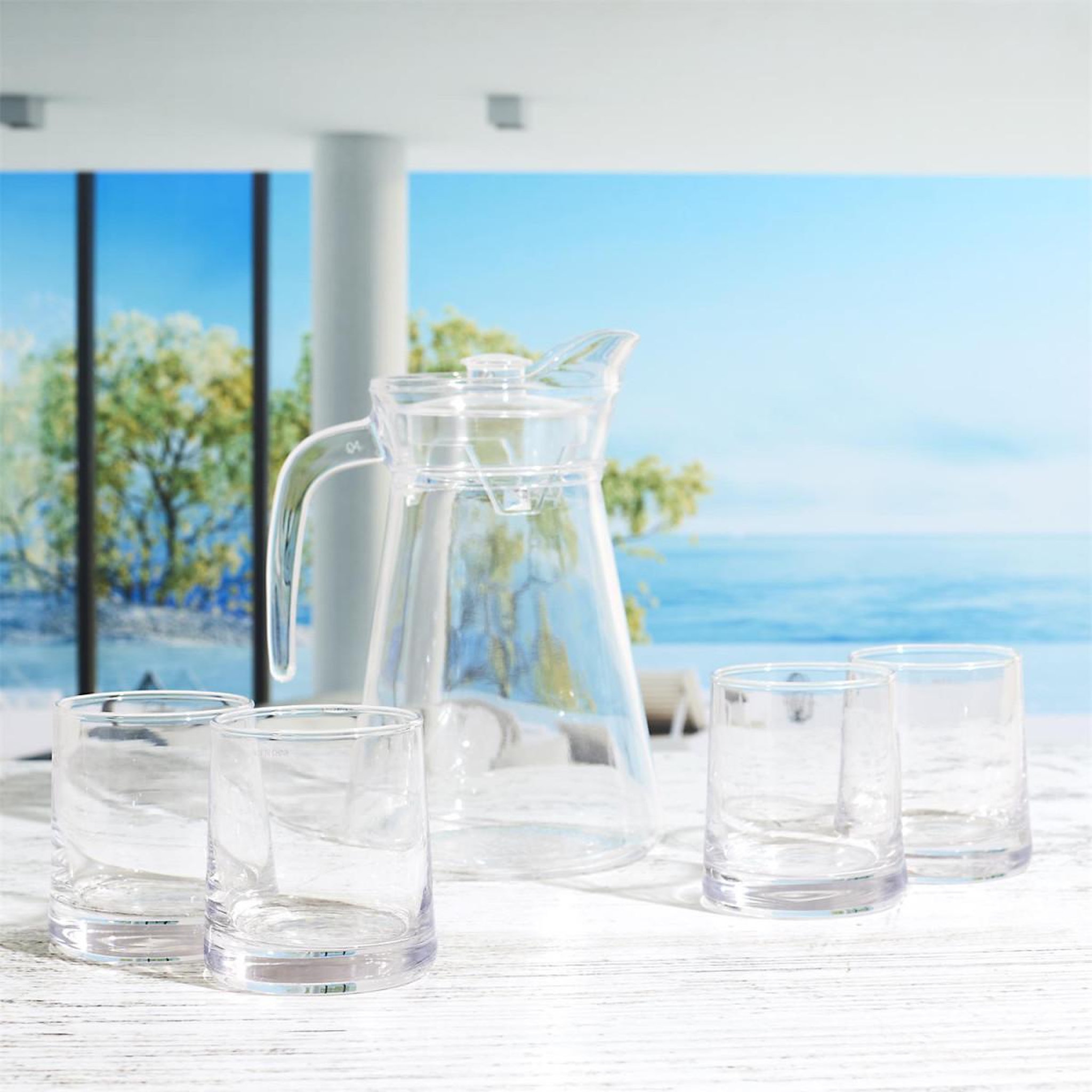 Voir la diapositive 5 : The Home Deco Factory Carafe & 4 verres  dolce vita  1,5l transparent