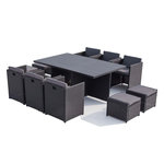 CONCEPT USINE Table et chaise 10 places encastrables alu résine noir-gris SUNSET