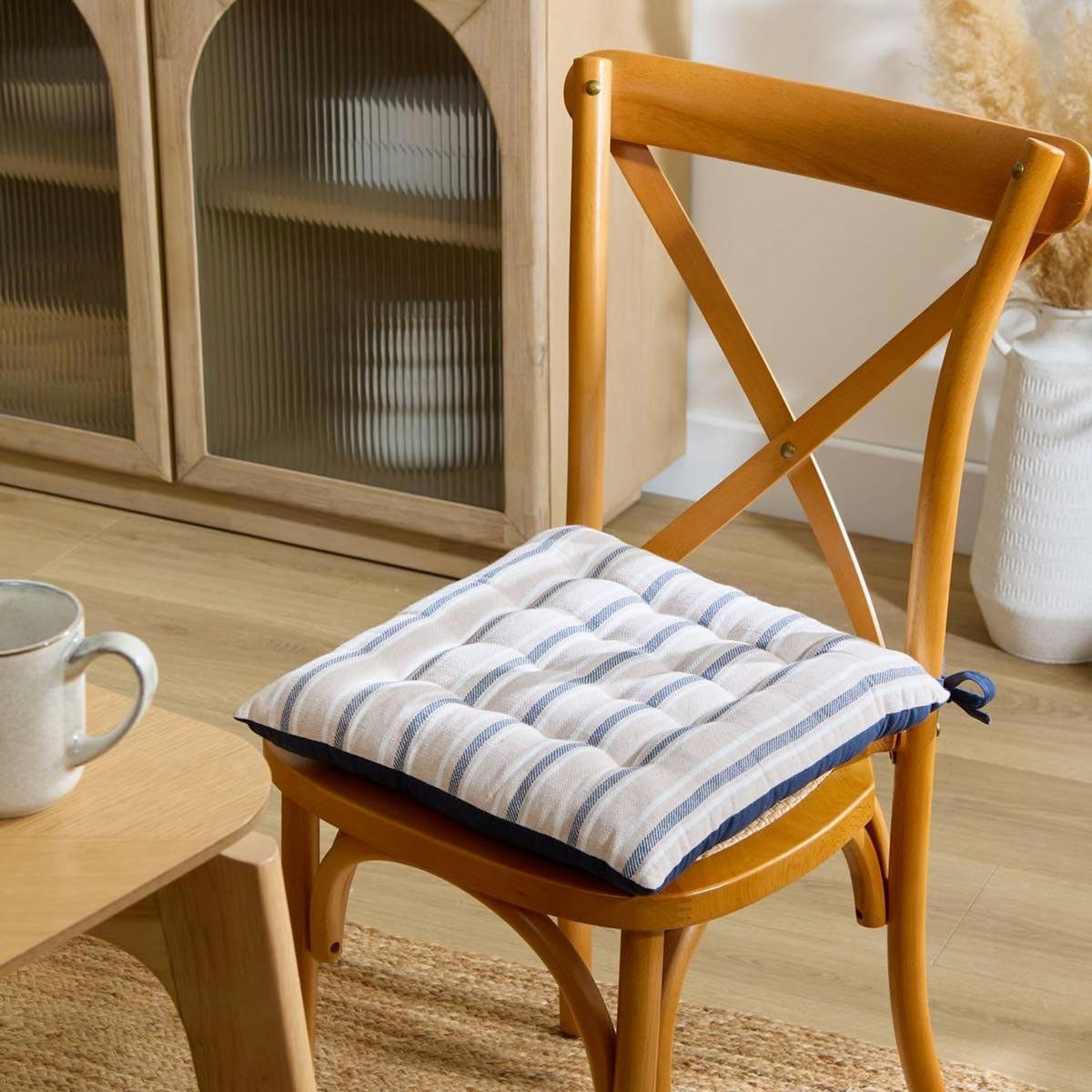ATMOSPHERA Galette de Chaise à Rayures  Groove  38x38cm Bleu Marine