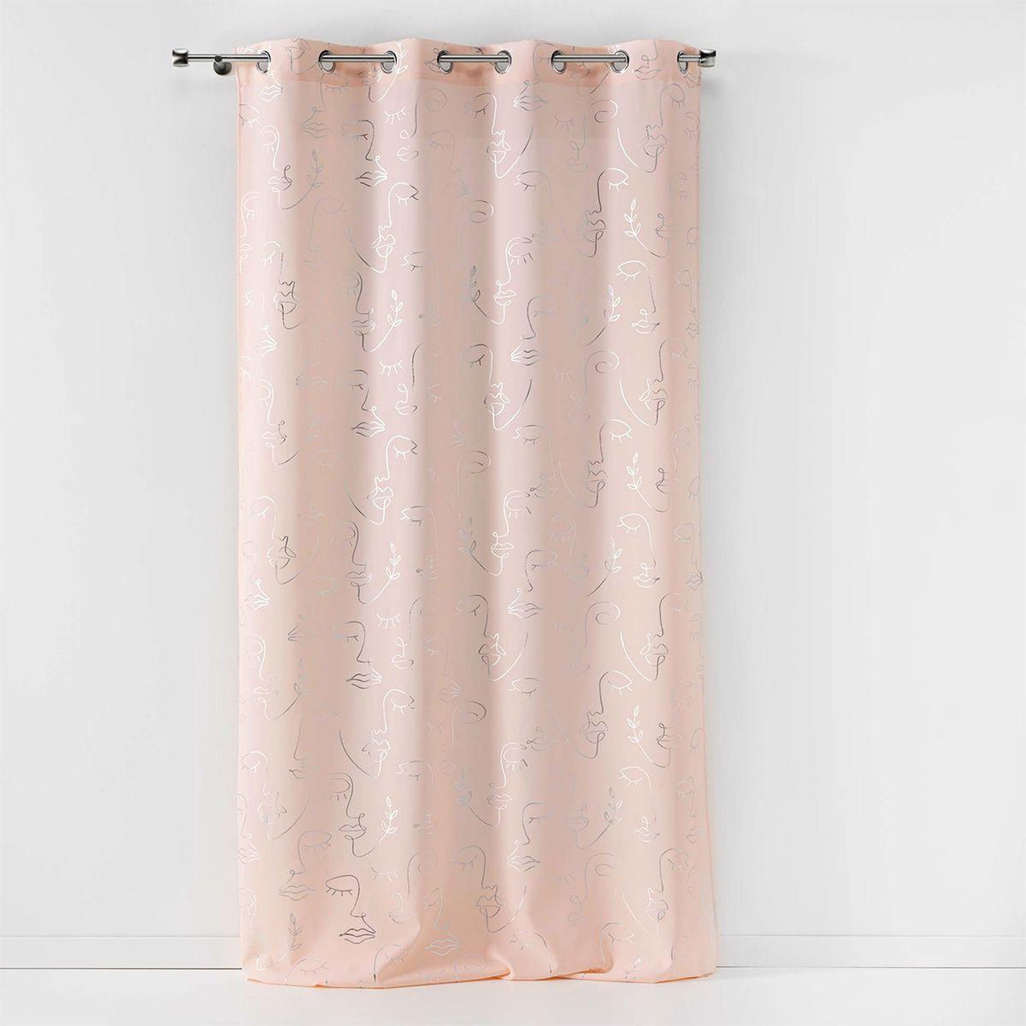 Douceur d'Intérieur Rideau à œillets  arty line  140x260cm rose & argent