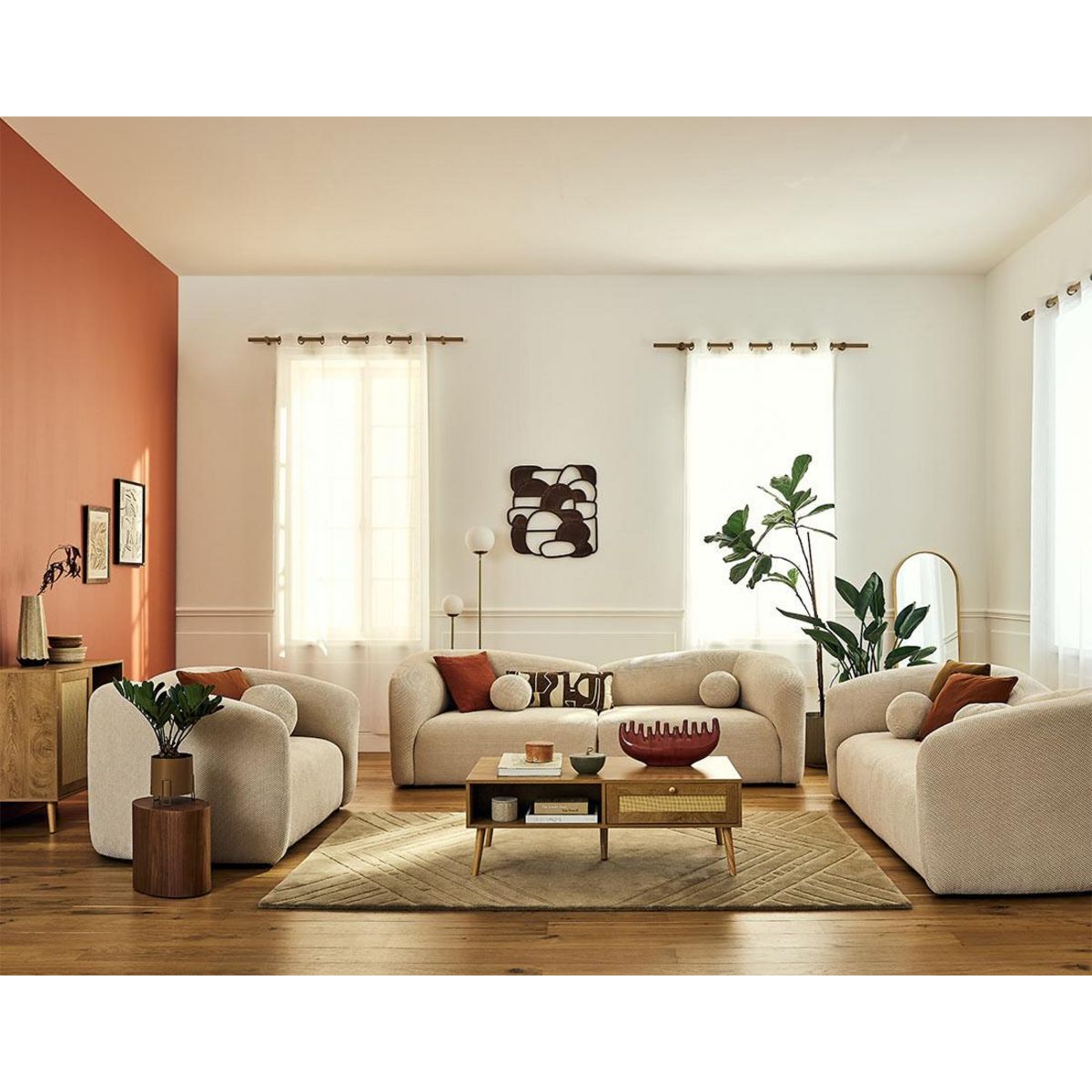 LISA DESIGN Charles - canapé droit 4 places en velours texturé