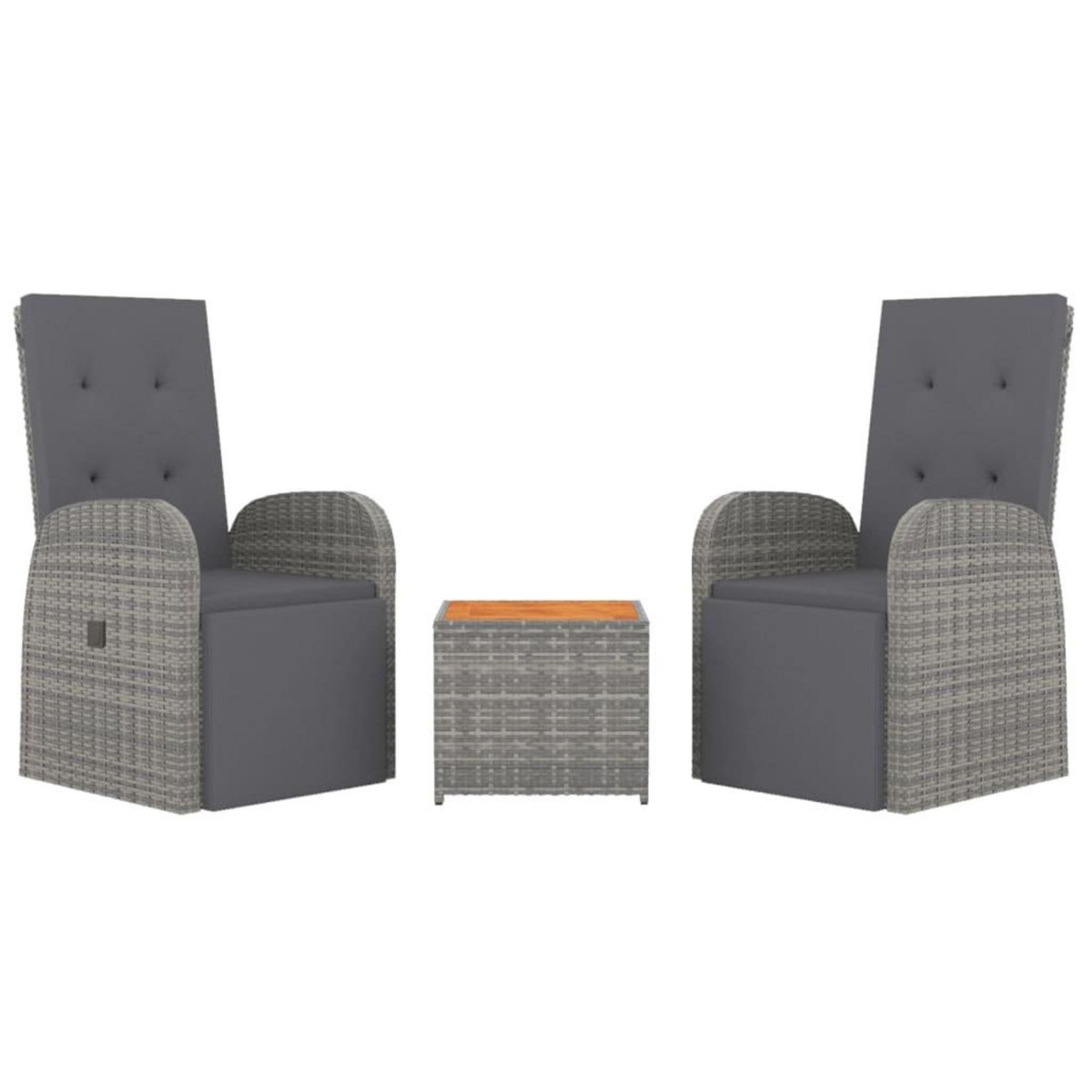 VIDAXL Ensemble de salon de jardin 3 pcs gris poly rotin et acacia