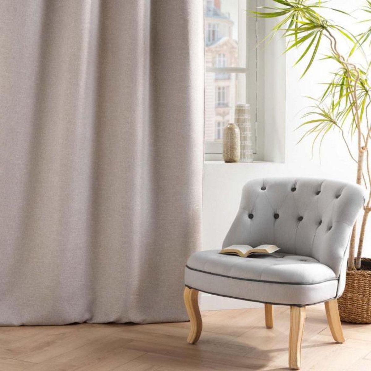 Paris Prix Rideau Occultant Jacquard  Dusky  140x240cm Lin