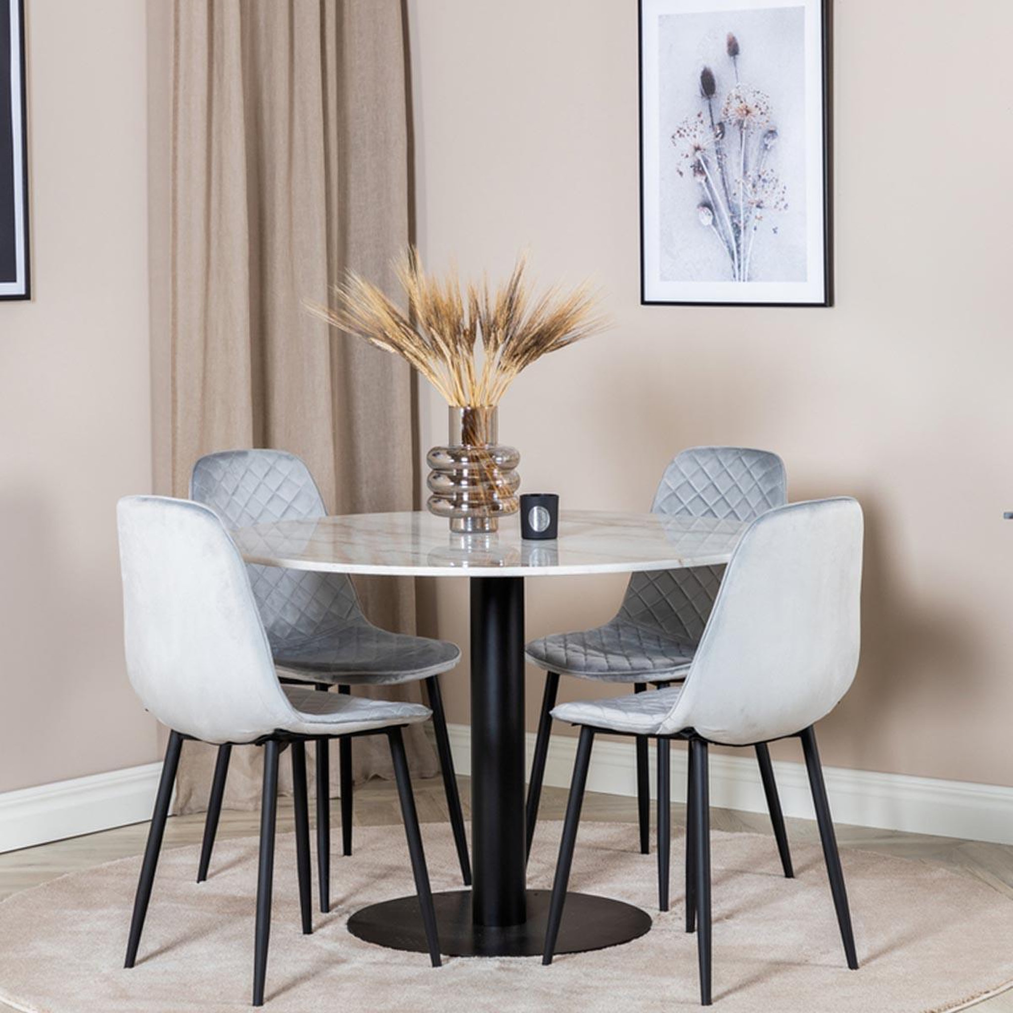 Voir la diapositive 4 : Paris Prix Ensemble table à manger & 4 chaises design  estelle i & polar  106cm blanc & gris