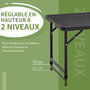 Voir la diapositive 5 : OUTSUNNY Table de jardin pliable 4 personnes table de camping pliable hauteur réglable acier époxy plateau HDPE aspect bois gris