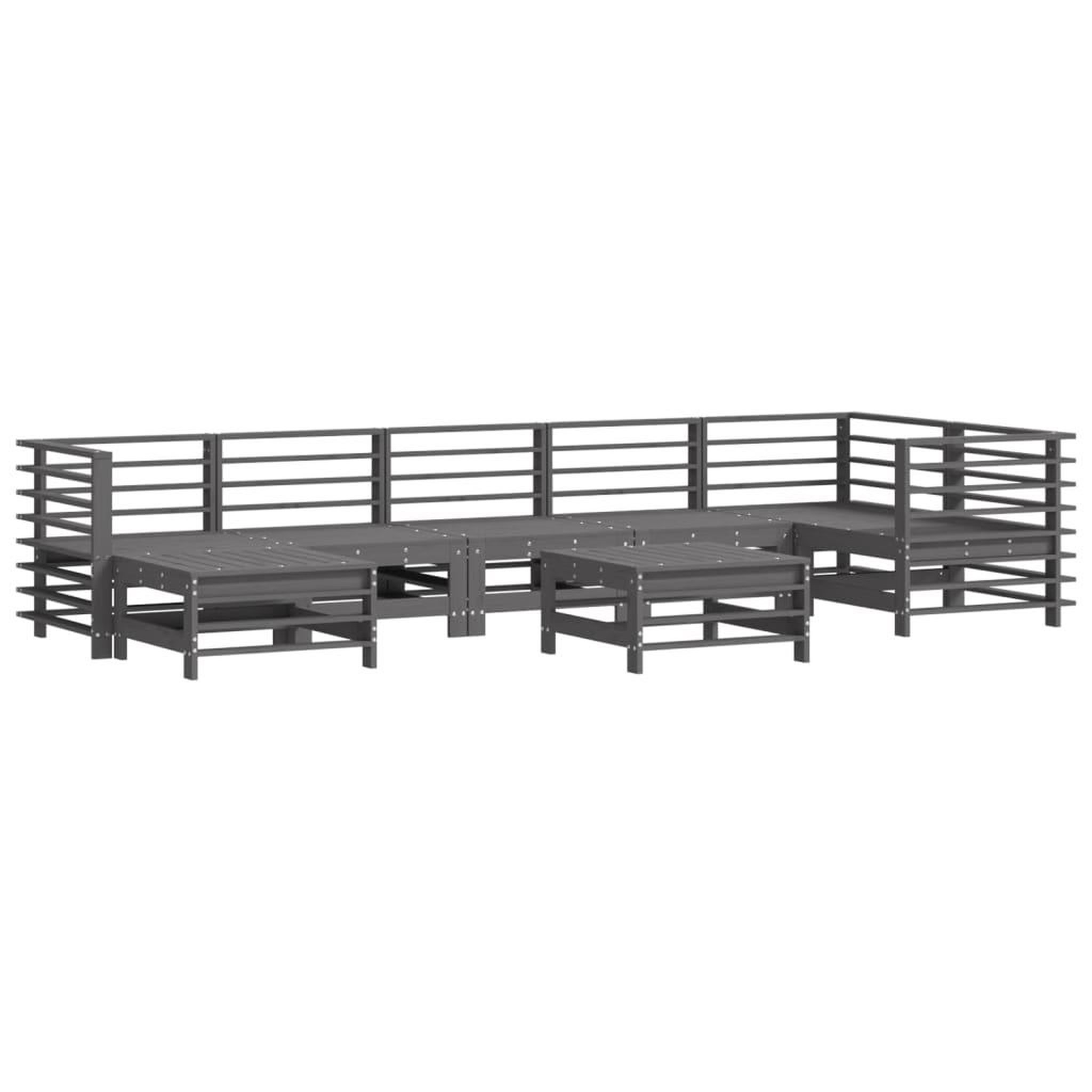 Voir la diapositive 3 : VIDAXL Salon de jardin 8 pcs avec coussins gris bois massif