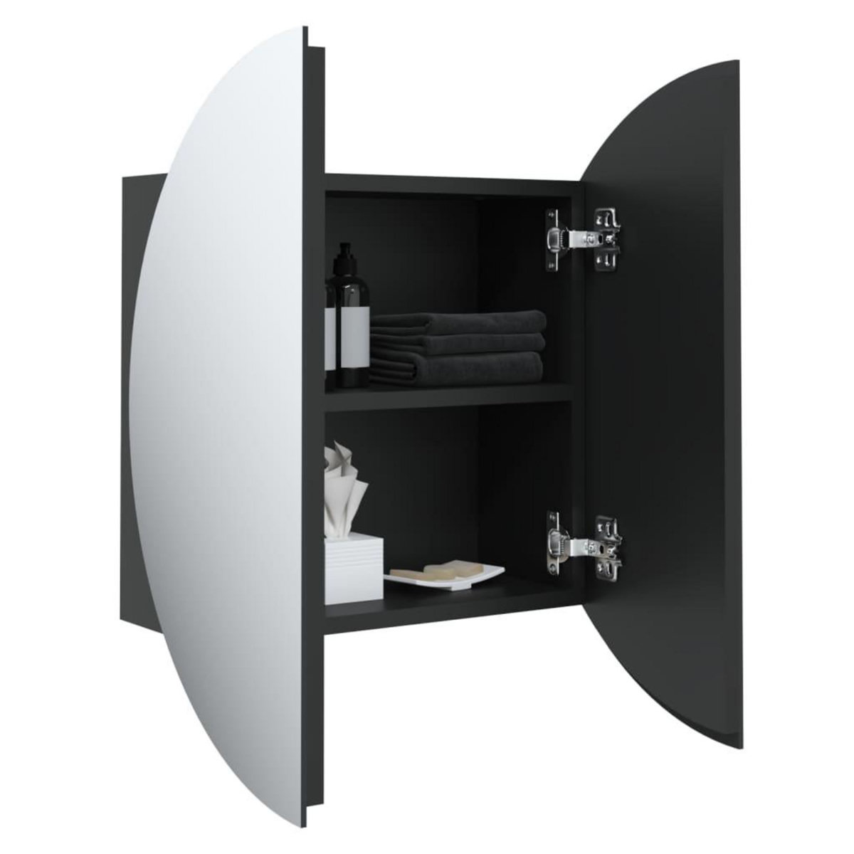 VIDAXL Armoire de salle de bain miroir rond et LED Noir 40x40x17,5 cm