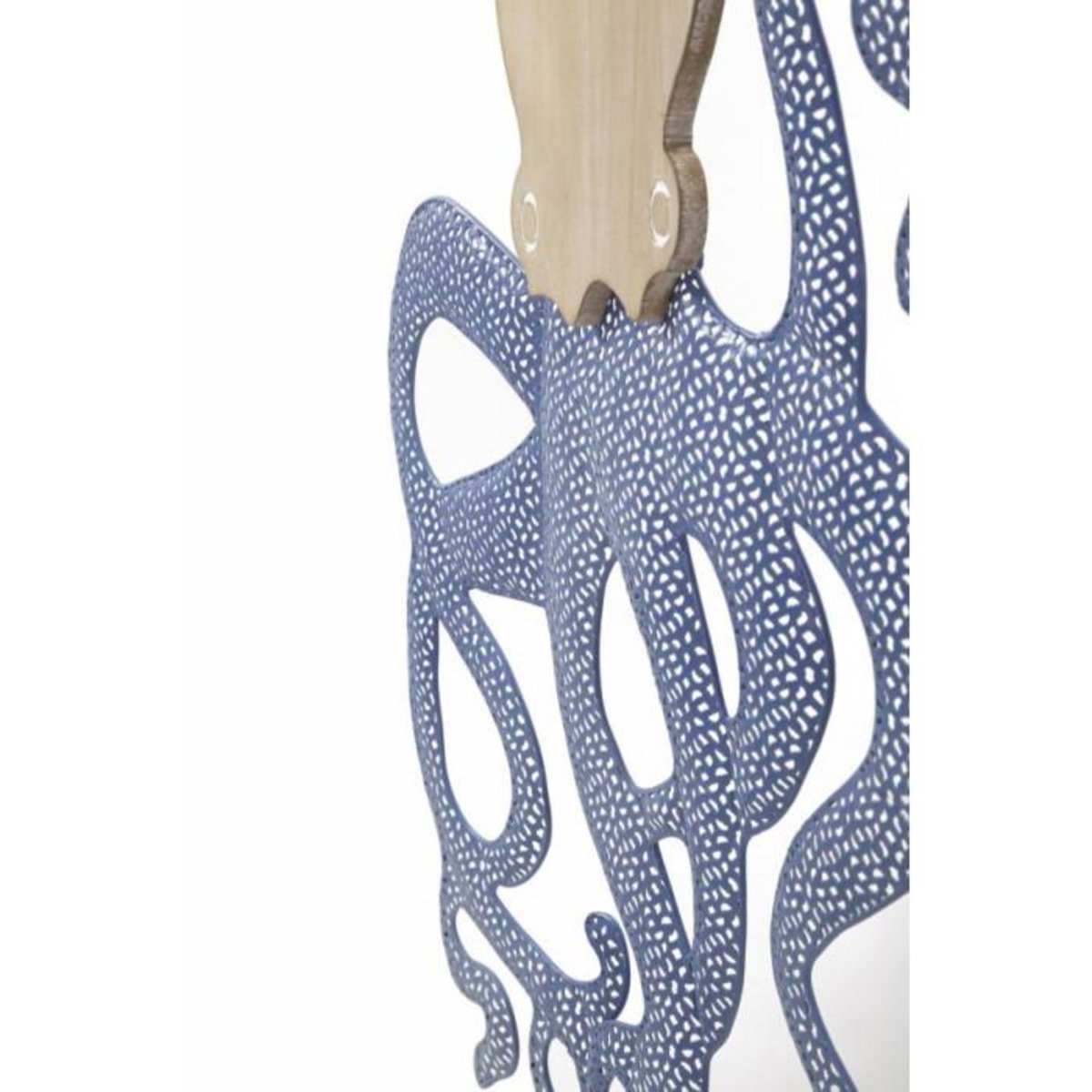 Paris Prix Décoration Murale en Métal  Pieuvre  57cm Naturel & Bleu