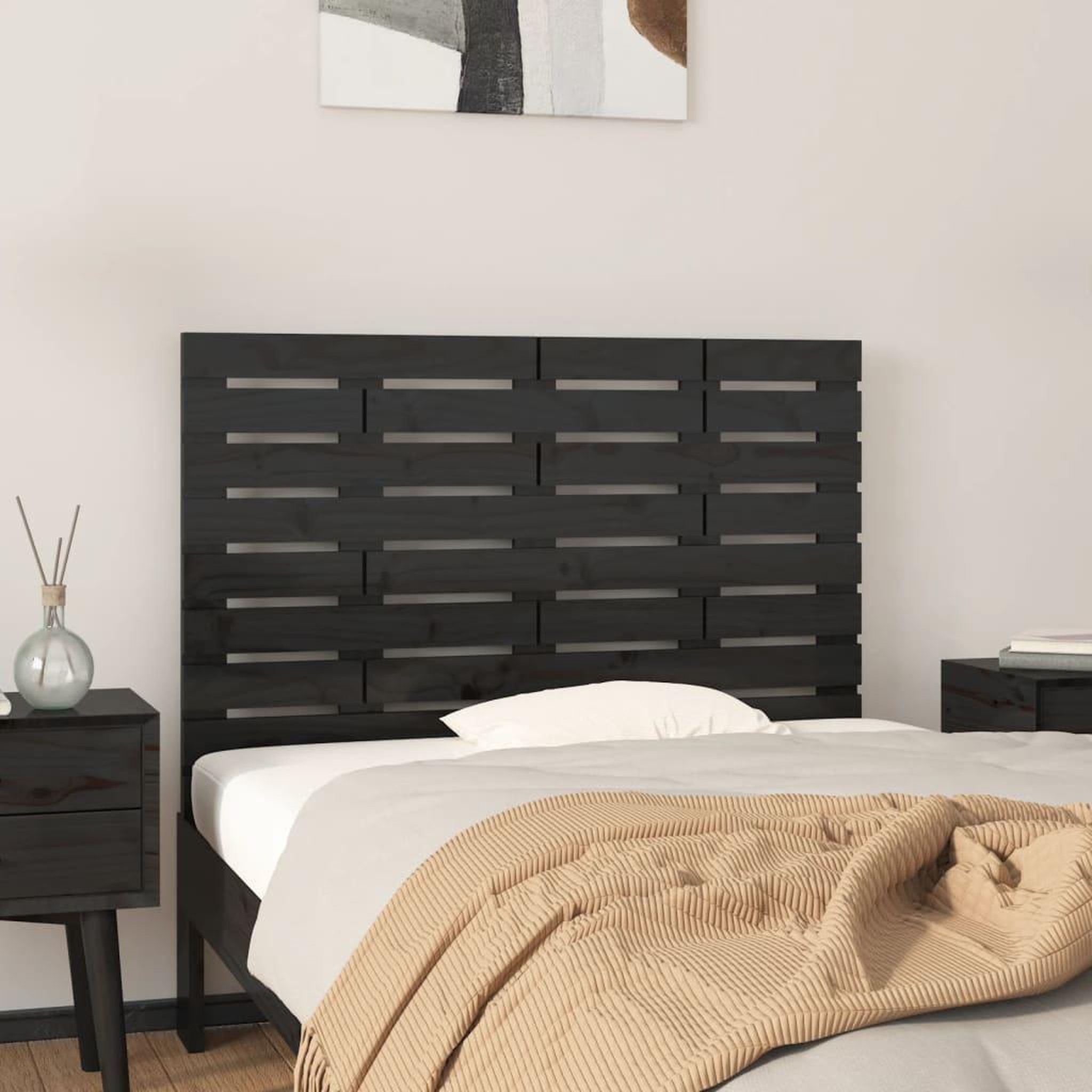 Voir la diapositive 1 : VIDAXL Tete de lit murale Noir 81x3x63 cm Bois massif de pin