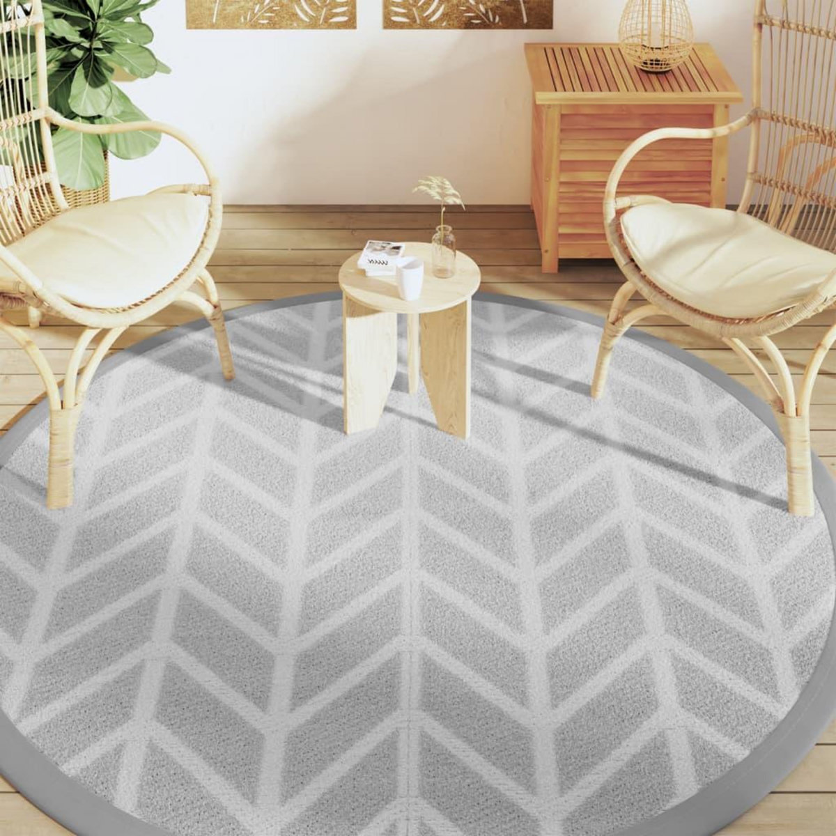 VIDAXL Tapis d'exterieur ARAKIL gris Ø200 cm PP