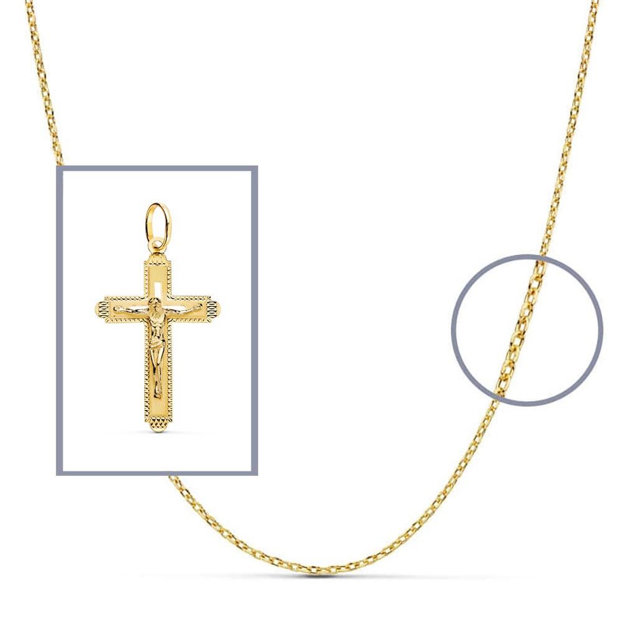 Voir la diapositive 3 : L'ATELIER D'AZUR Pendentif  - Médaille Christ sur la Croix Or 18 Carats 750 Jaune - Chaine Offerte