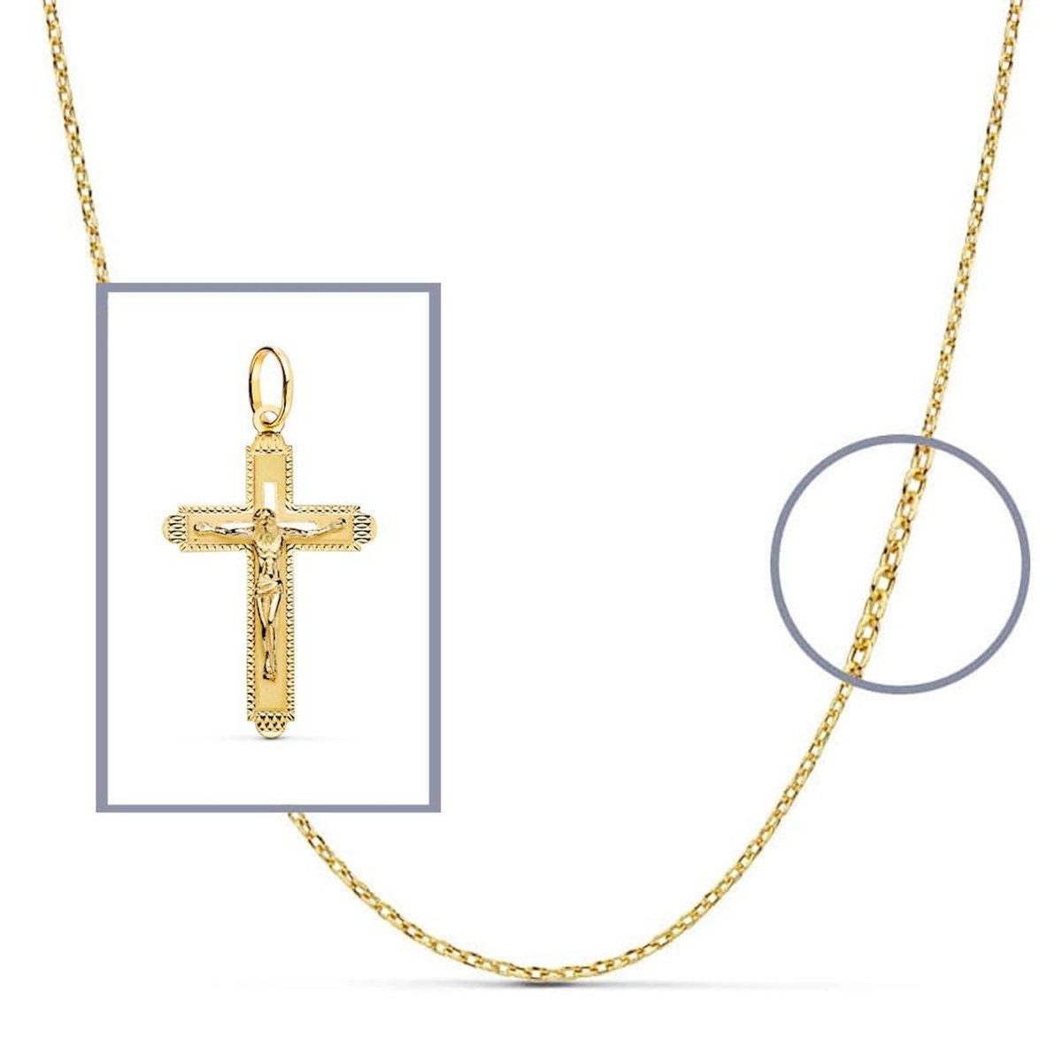 L'ATELIER D'AZUR Pendentif  - Médaille Christ sur la Croix Or 18 Carats 750 Jaune - Chaine Offerte
