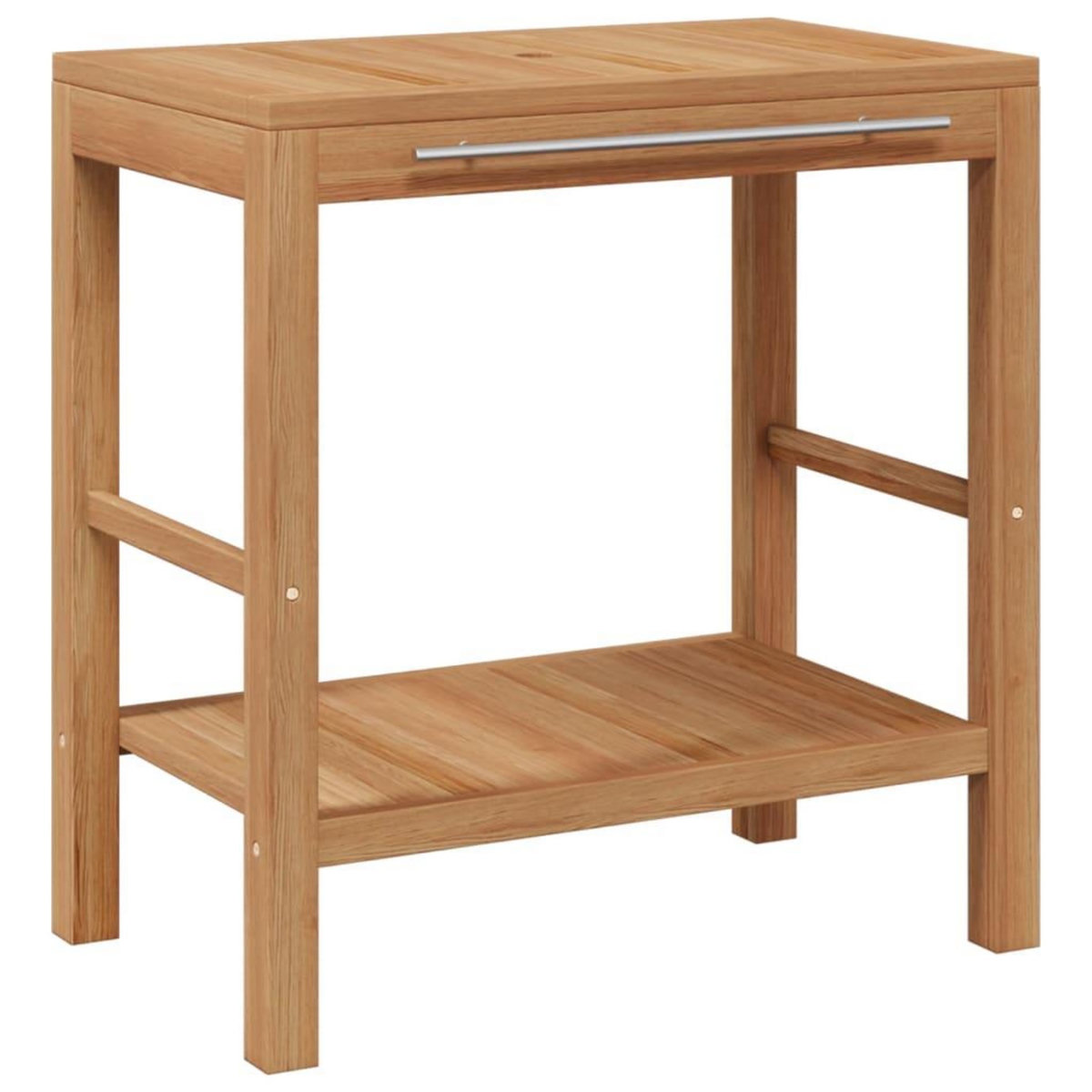 VIDAXL Armoire de toilette Teck solide et lavabo en pierre de riviere
