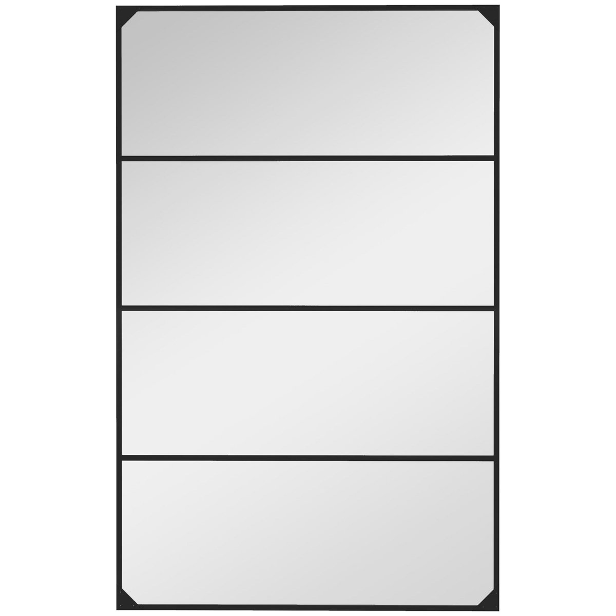 HOMCOM Miroir mural verrière rectangulaire style industriel - horizontal ou vertical - 4 crochets - métal noir