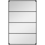 HOMCOM Miroir mural verrière rectangulaire style industriel - horizontal ou vertical - 4 crochets - métal noir