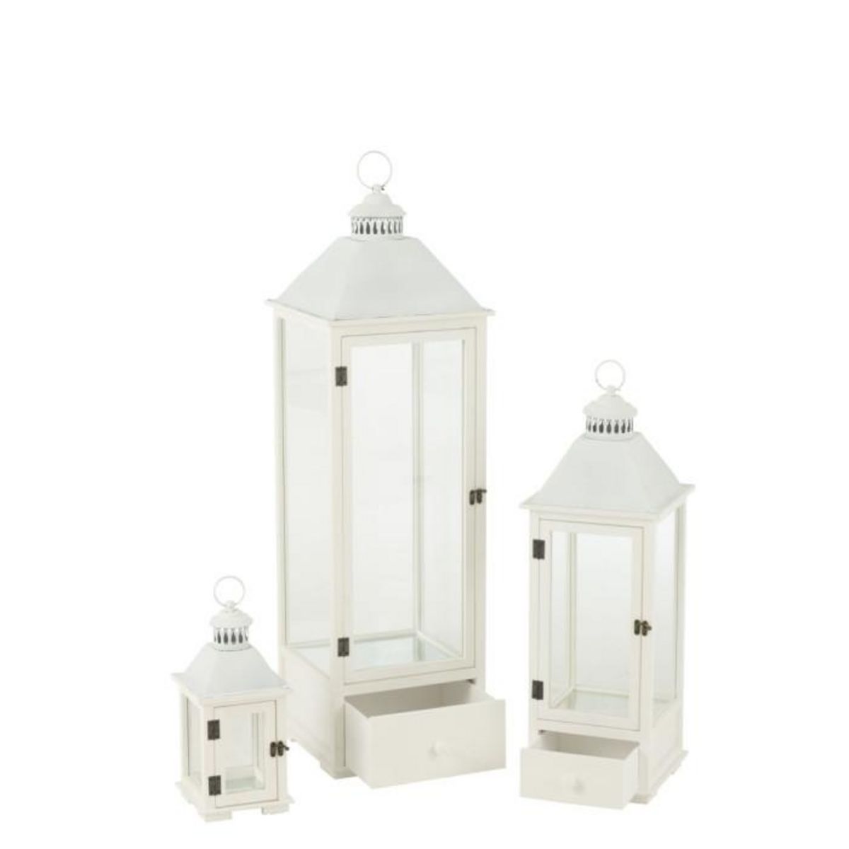 Paris Prix Lot de 3 Lanternes Tours en Bois  Cocoon  105cm Blanc