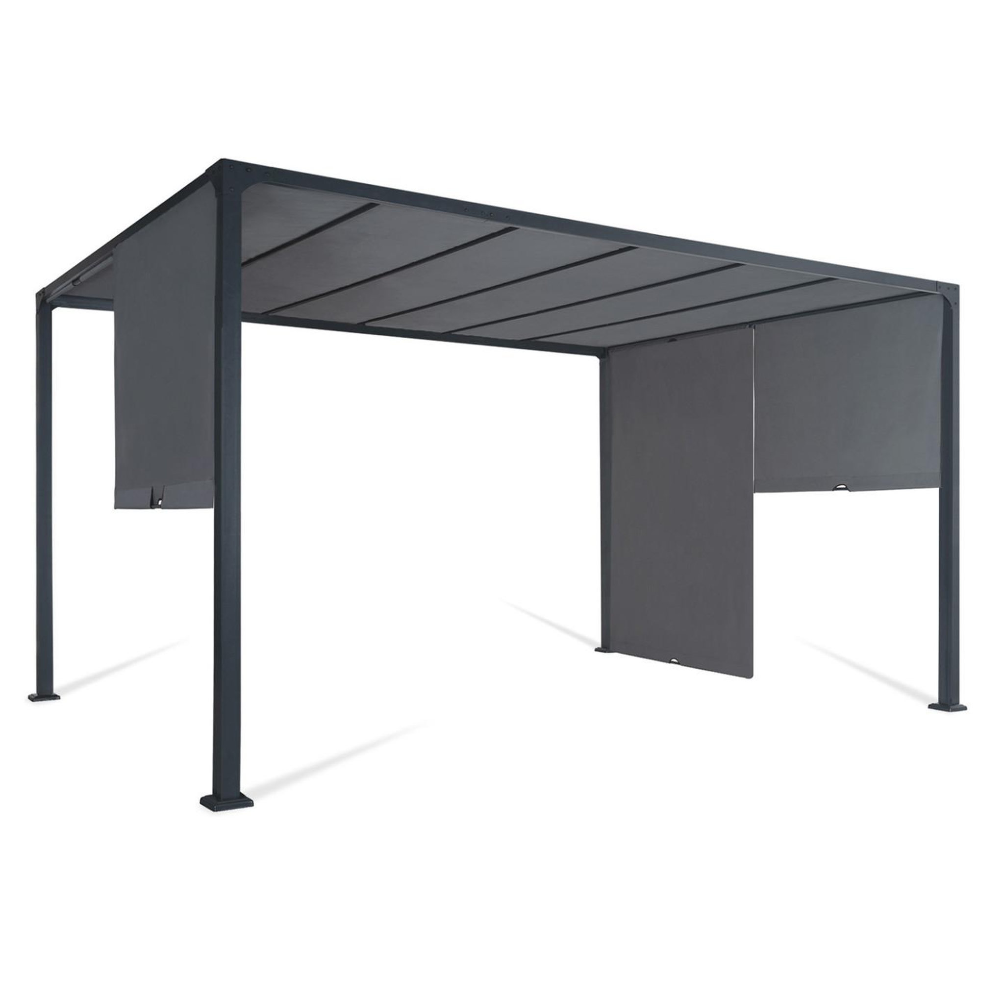 Voir la diapositive 3 : ID MARKET Pergola coulissante 2 pans 3x4 m belvédère de jardin toile gris anthracite