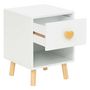 Voir la diapositive 3 : ATMOSPHERA Table de chevet 1 tiroir en bois AMOUR - Blanc