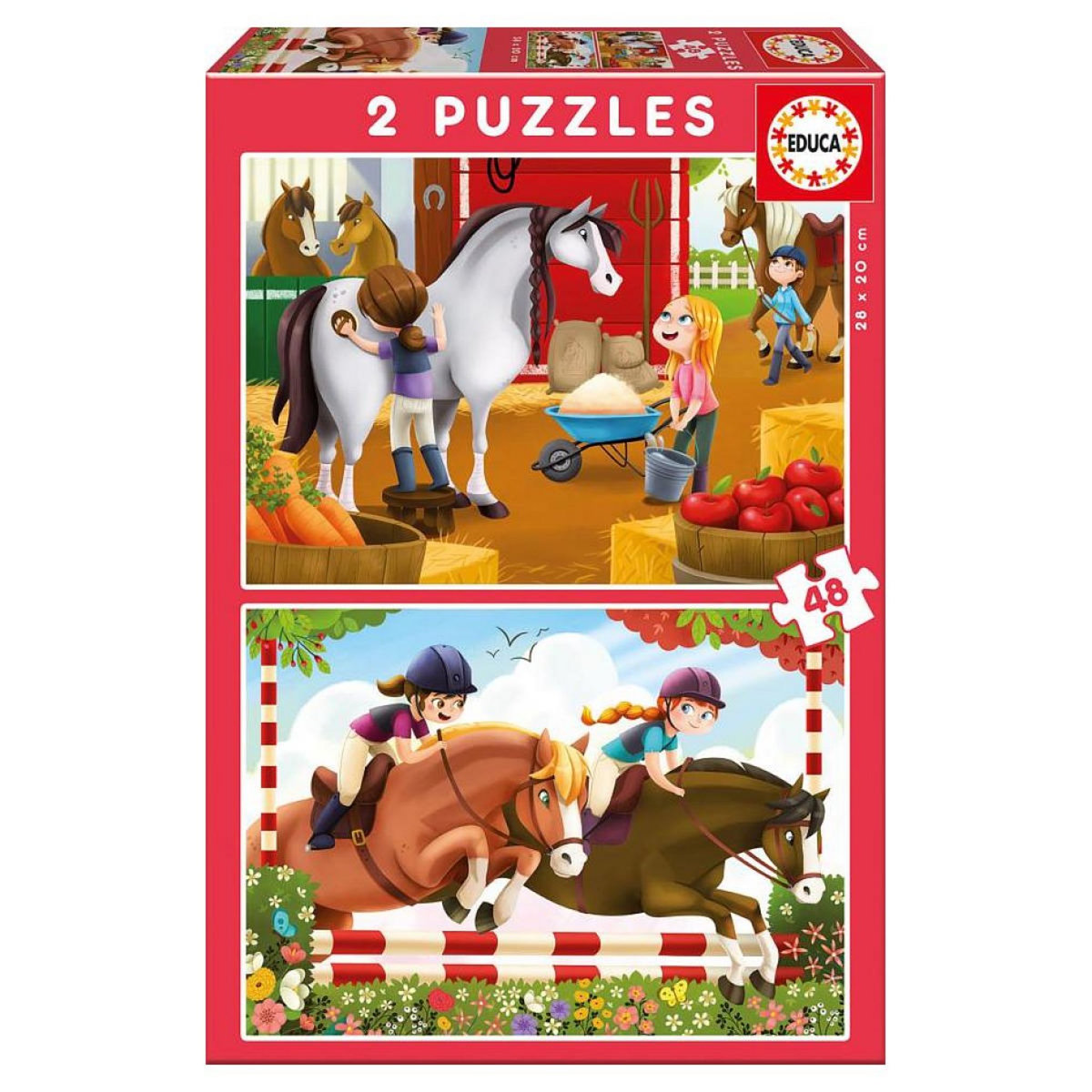 EDUCA 2 puzzles de 48 pieces chevaux