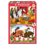 EDUCA 2 puzzles de 48 pieces chevaux