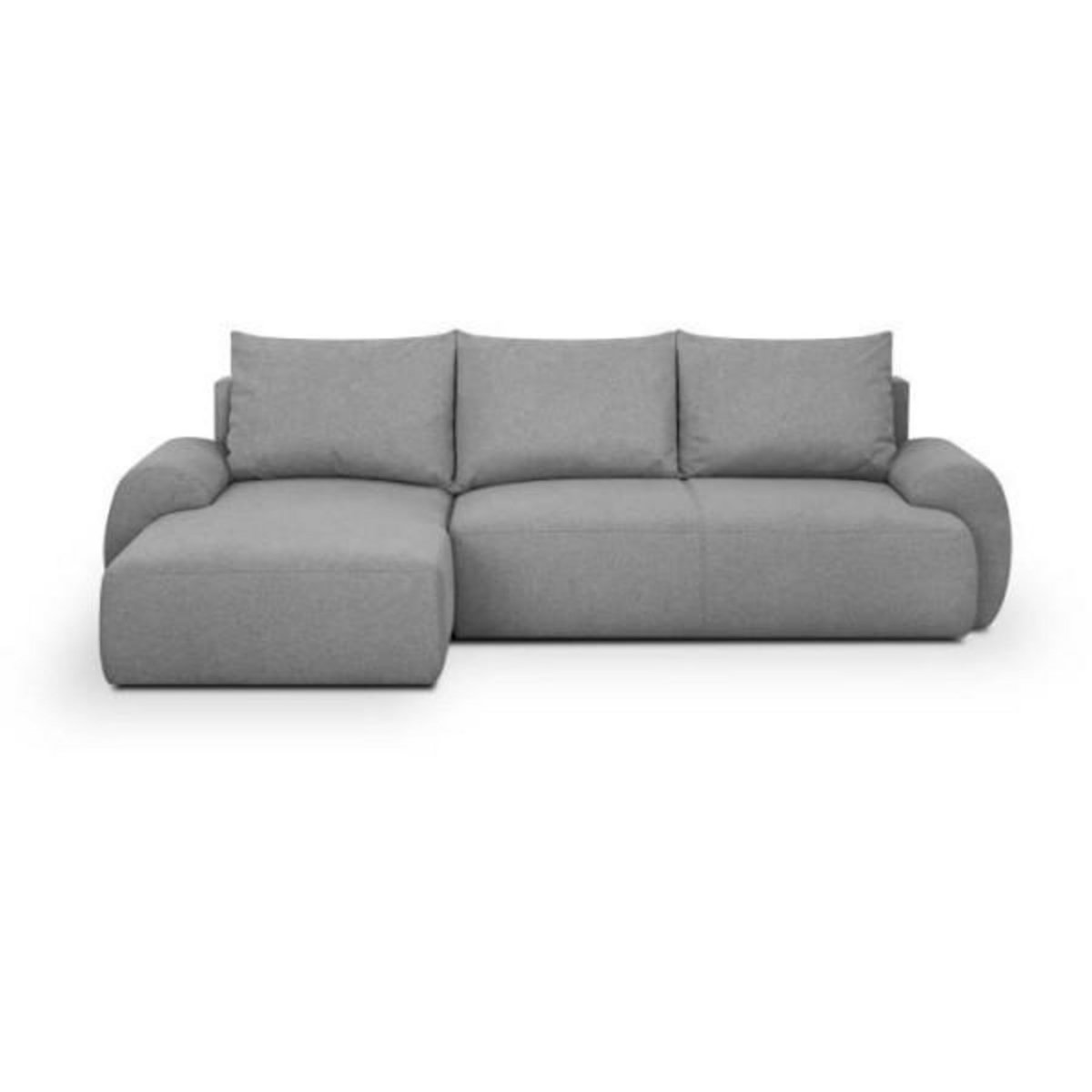 MARKET24 Canapé d'angle gauche convertible MILO 4/5 places - Tissu gris - Coffre de rangement - L 264 x H 84 x P 99/145 cm