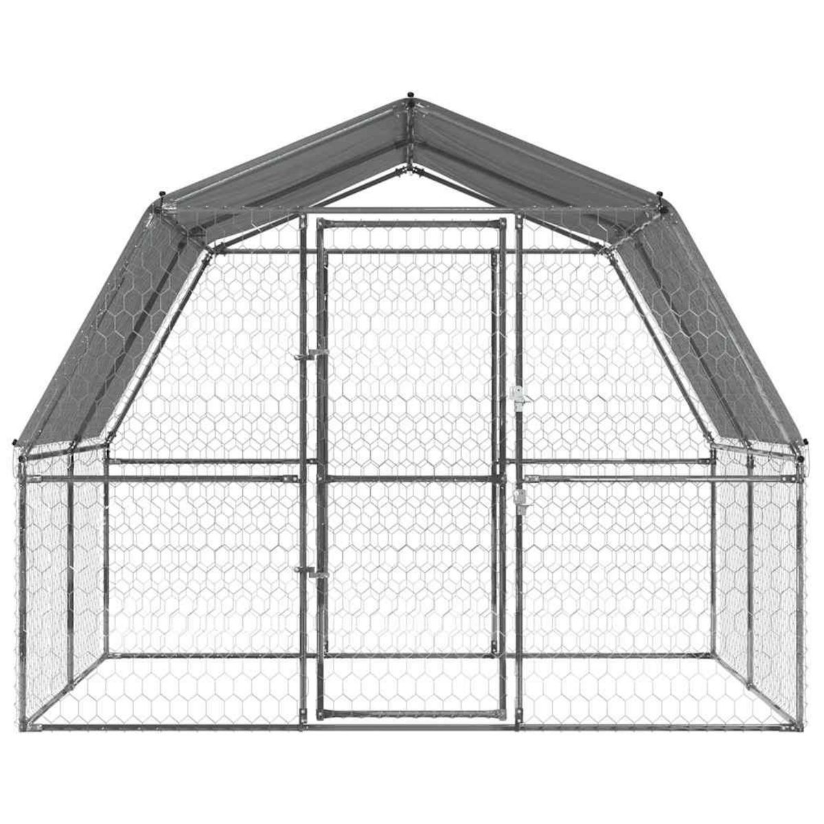 VIDAXL Cage pour chiens avec toit et porte argente acier galvanise