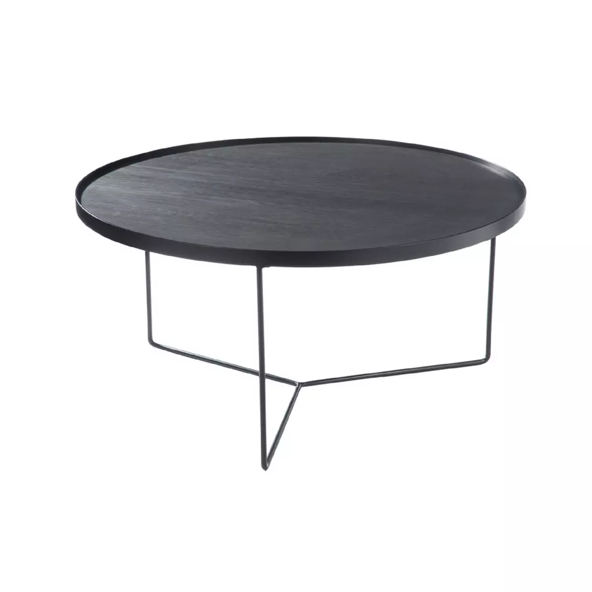 HELLIN Table basse ronde moderne bois et métal - LINETTE