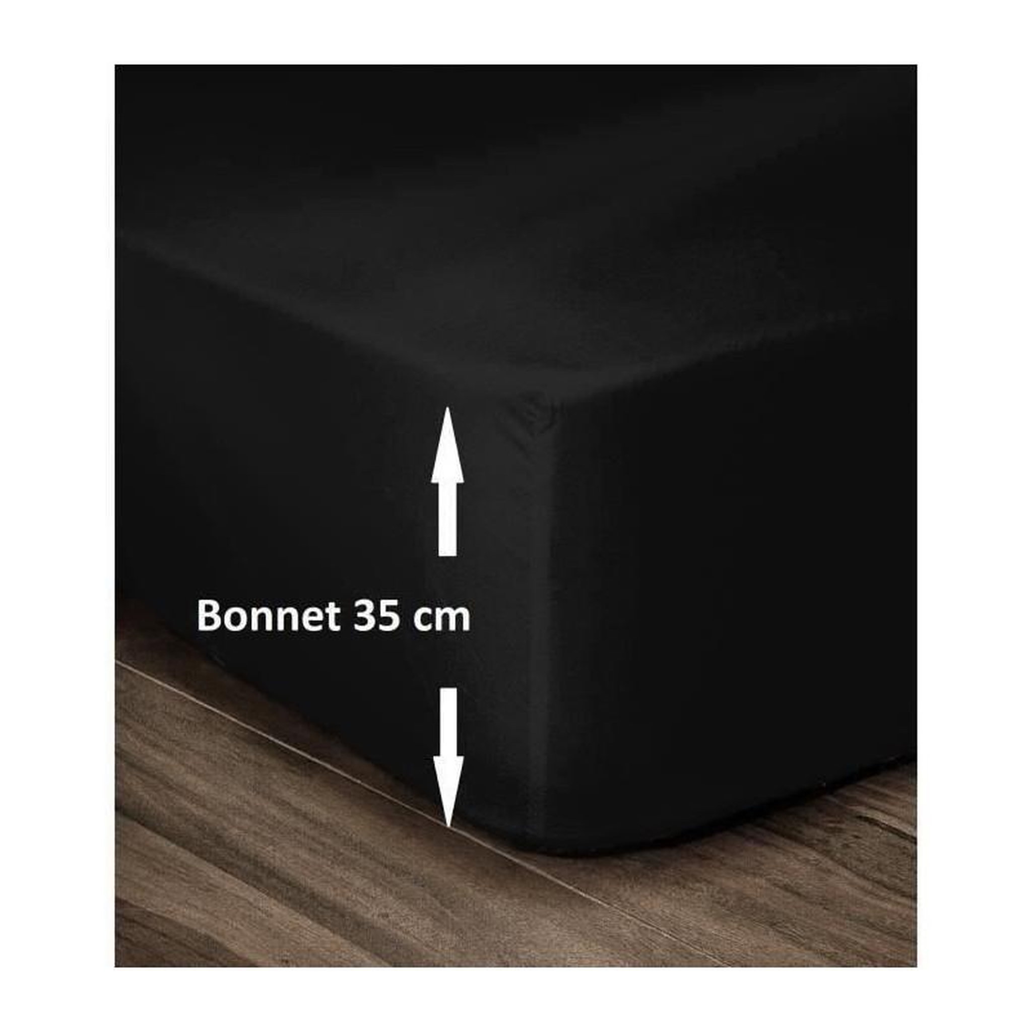 LOVELY HOME LOVELY HOME Drap Housse 100% Coton 160x200cm - Bonnet 35cm - Noir