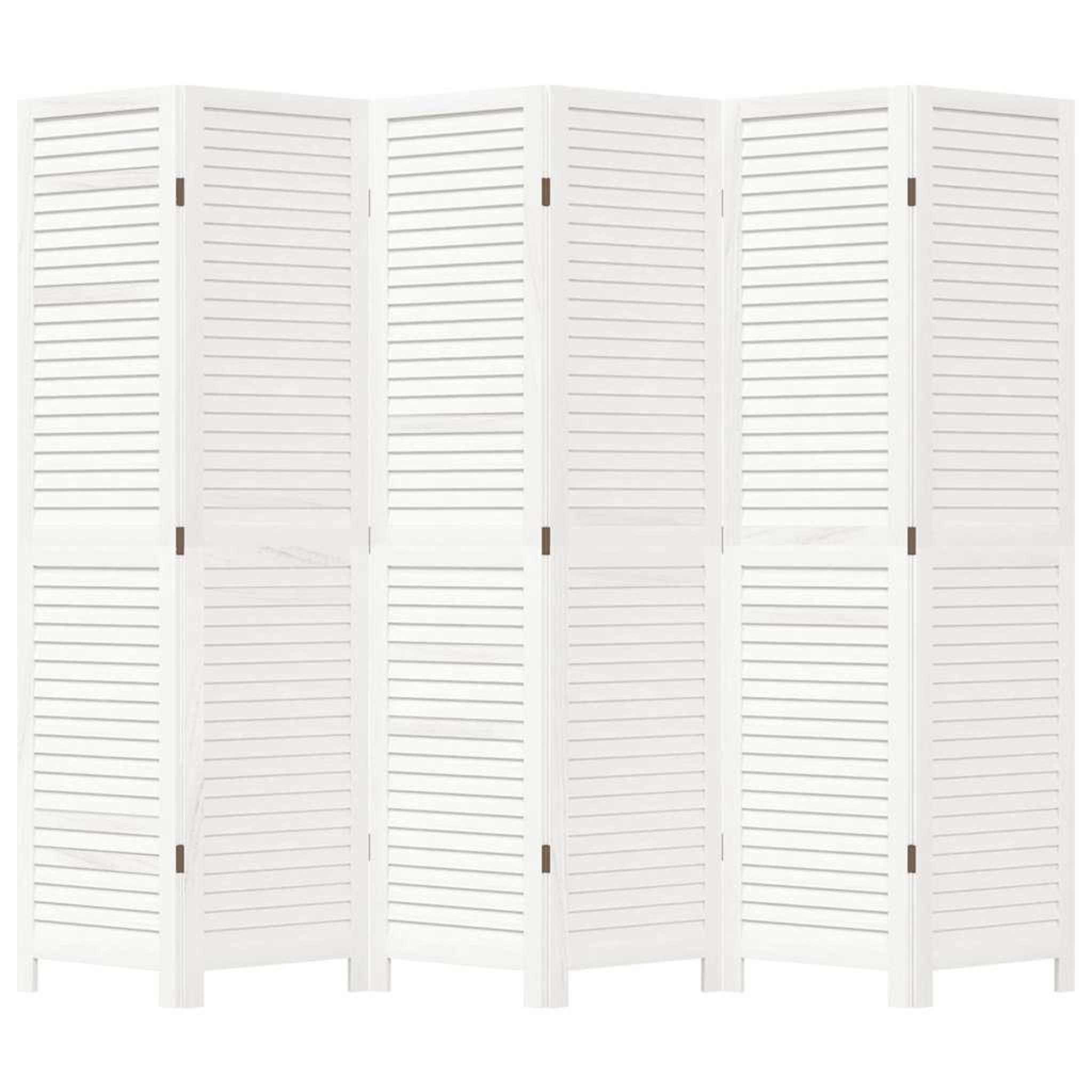 Voir la diapositive 4 : VIDAXL Cloison de separation 6 panneaux blanc bois de paulownia massif