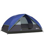 OUTSUNNY Tente de camping 2-4 personnes - fenêtre, 2 poches, port d'alimentation, sac de transport - bleu foncé