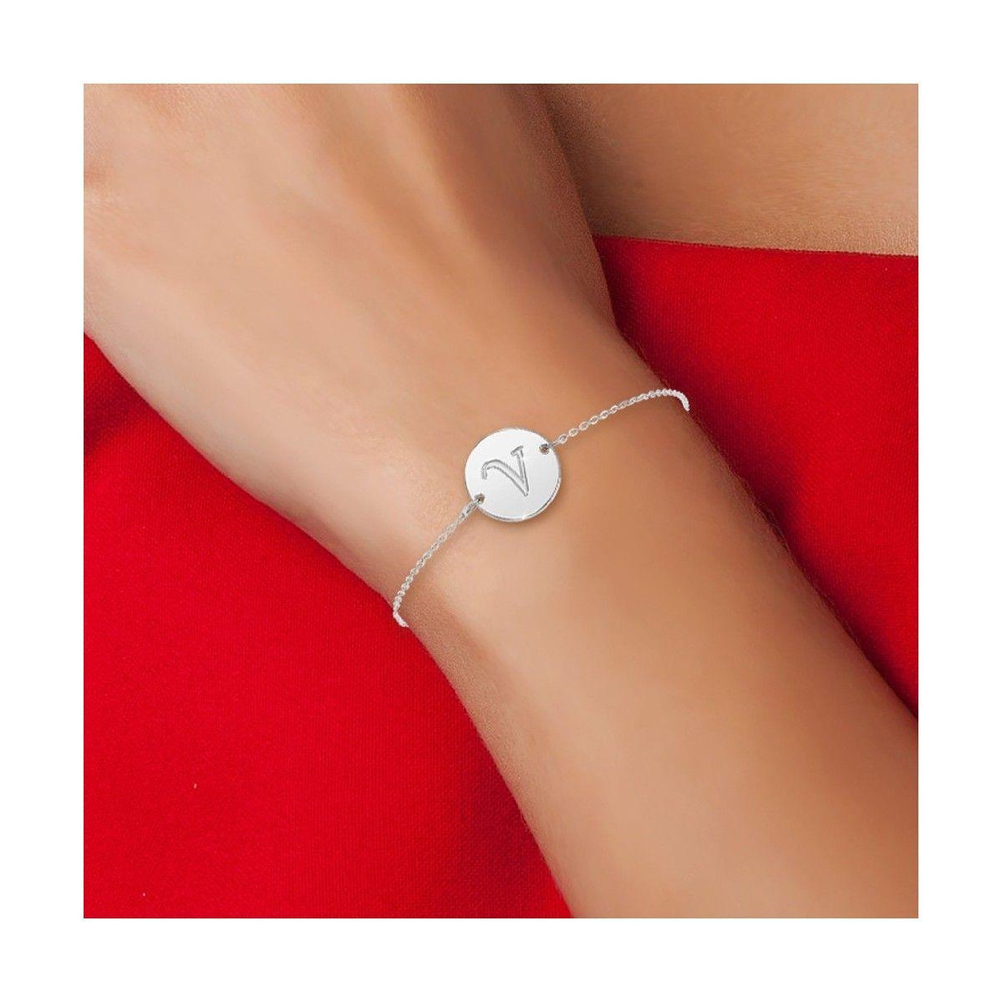 Voir la diapositive 2 : SC CRYSTAL Bracelet lettre V en acier inoxydable par SC Crystal