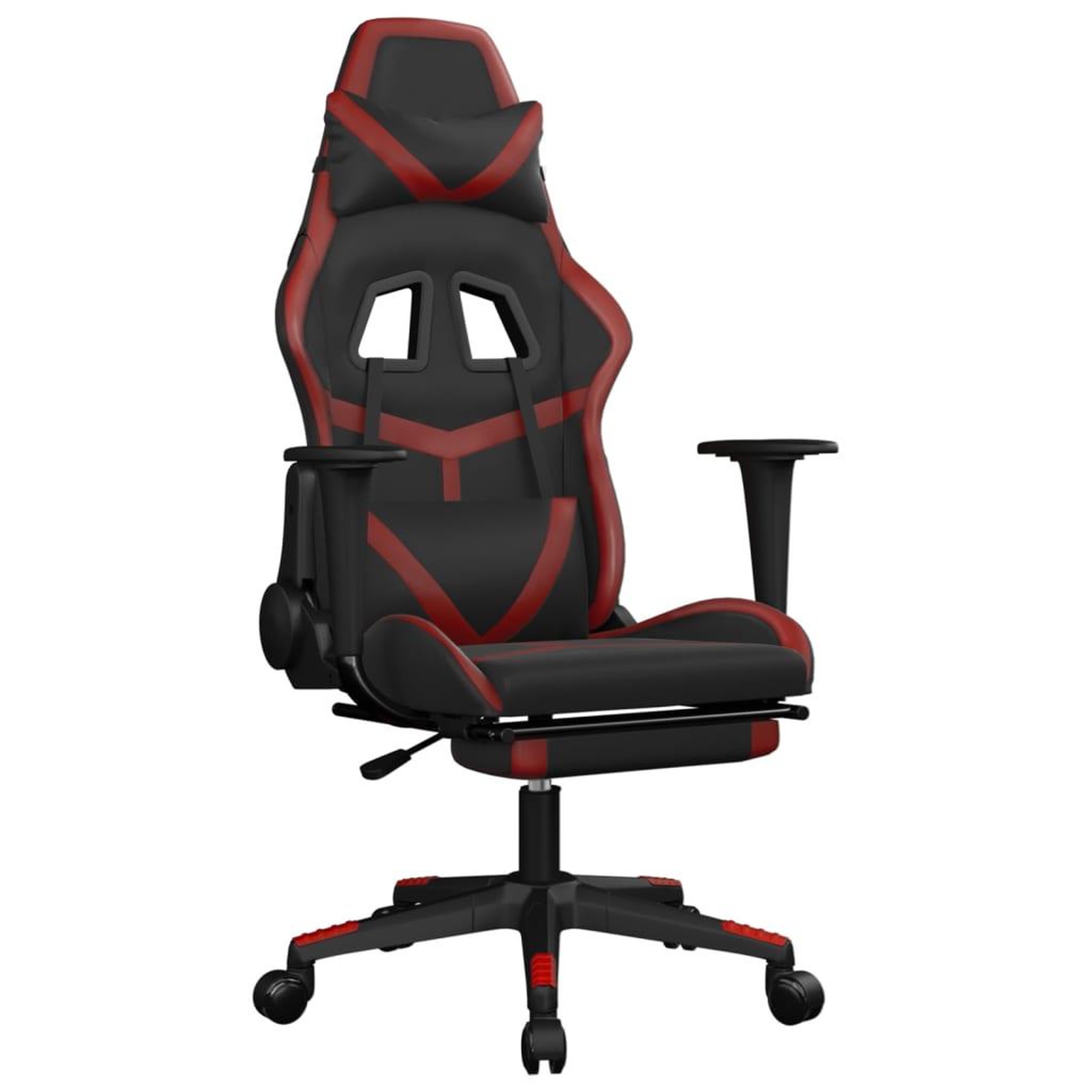 Voir la diapositive 2 : VIDAXL Chaise de jeu avec repose-pied Noir/rouge bordeaux Similicuir