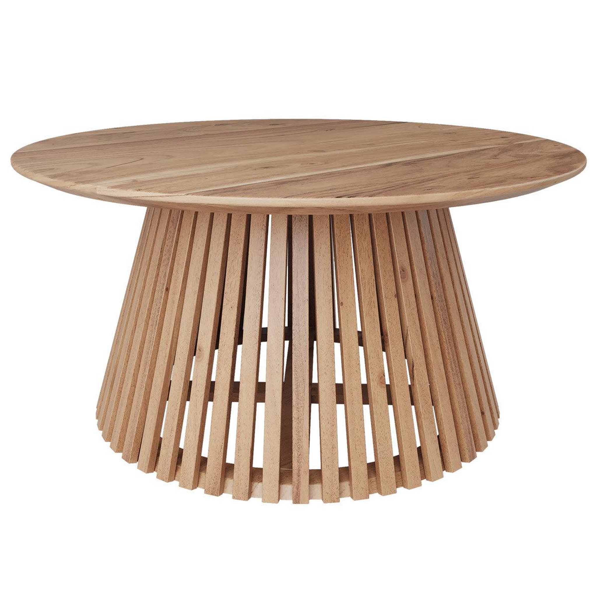 MAISON PAVANE Table basse ronde en bois clair d'acacia d80 cm-képès