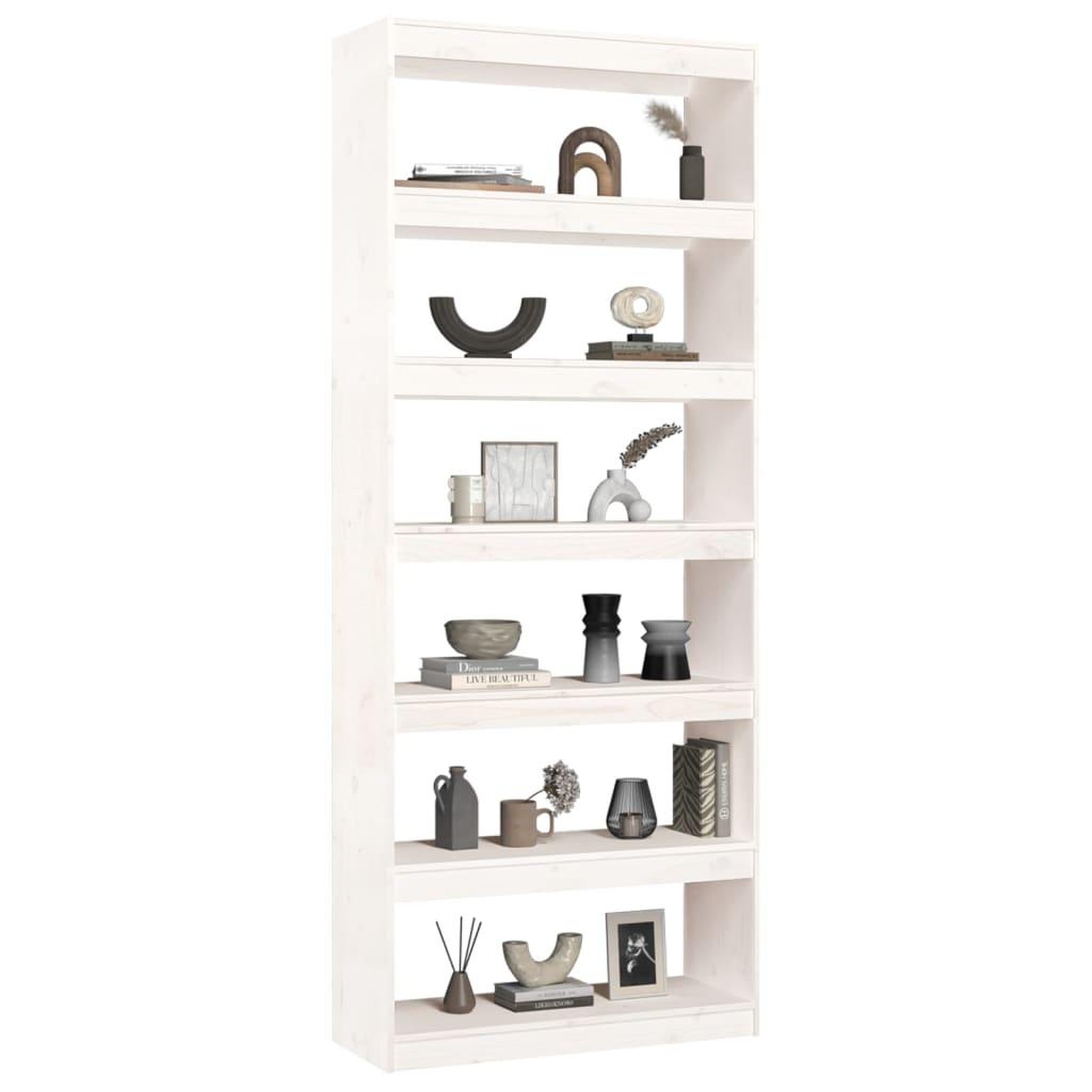 Voir la diapositive 4 : VIDAXL Bibliotheque/Separateur de piece Blanc 80x30x199,5cm Pin massif