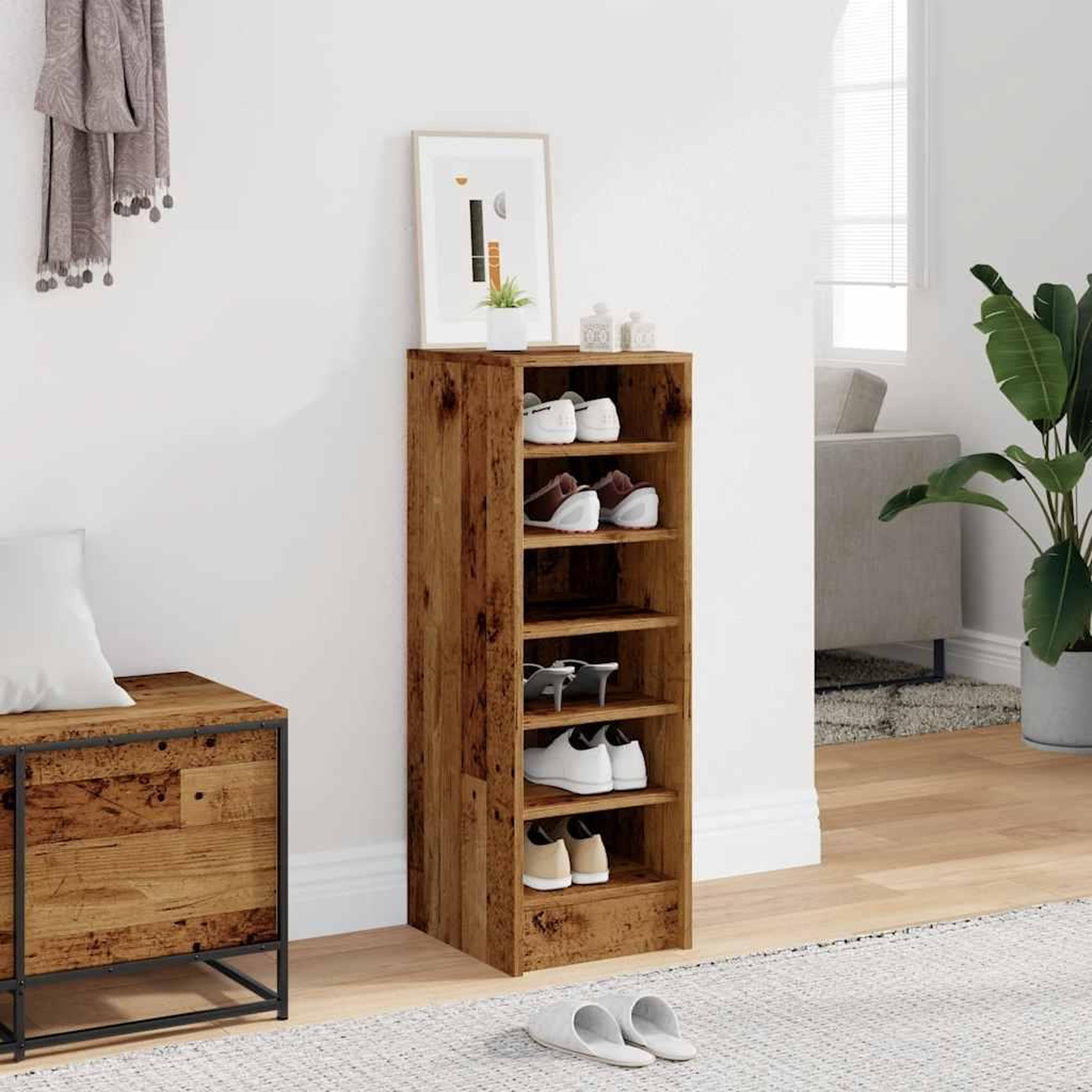 Voir la diapositive 3 : VIDAXL Armoire a chaussures vieux bois 32x35x92 cm bois d'ingenierie