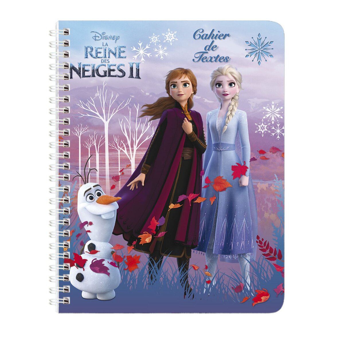 Cahier de texte à spirale fille 17x22cm 148 pages Reine des neiges Anna, Elsa et Olaf 2 l'une a cote de l'autre